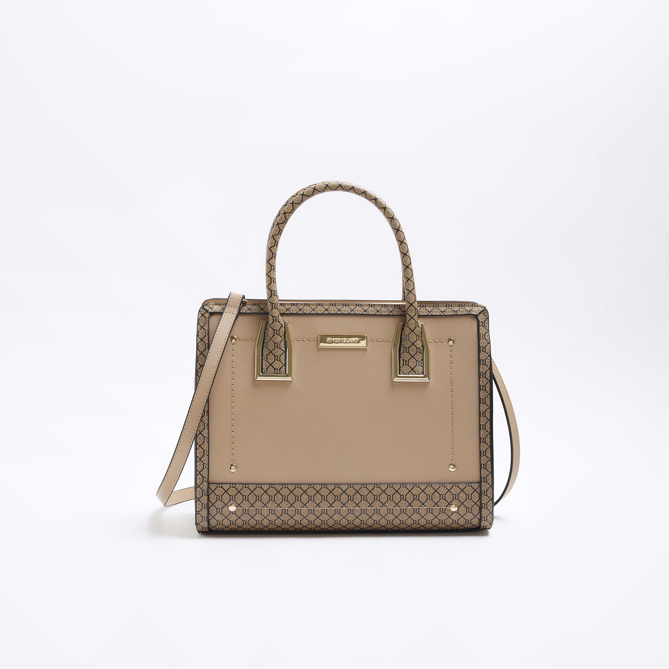 River Island Ri Monogram Structured Tote Bag in Natural Lyst Canada