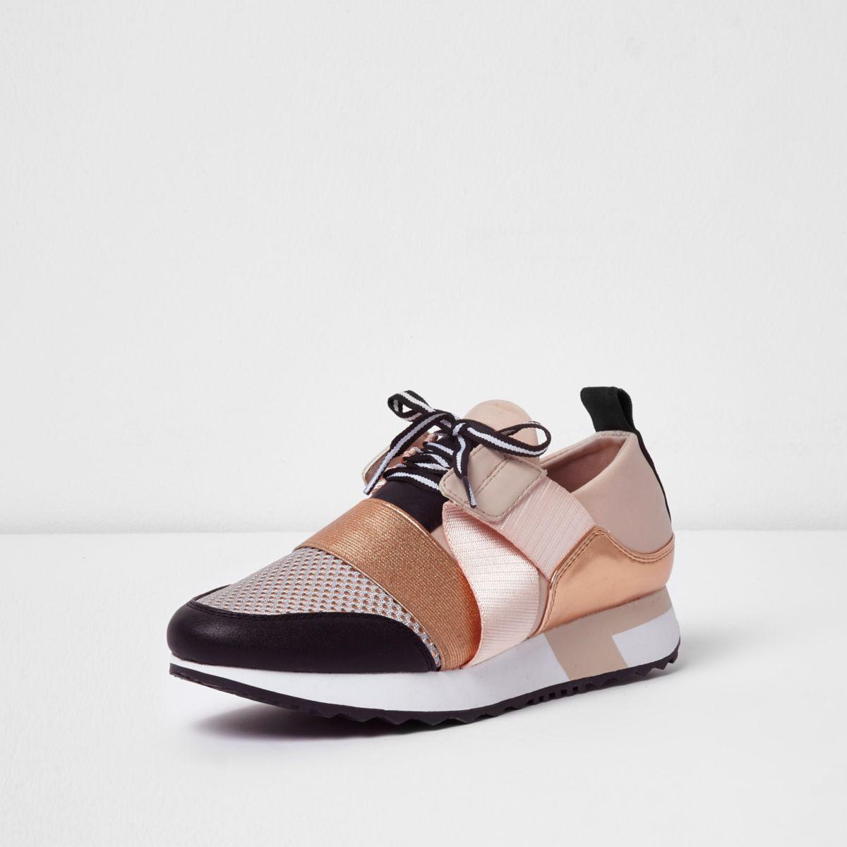 river island rose gold trainers