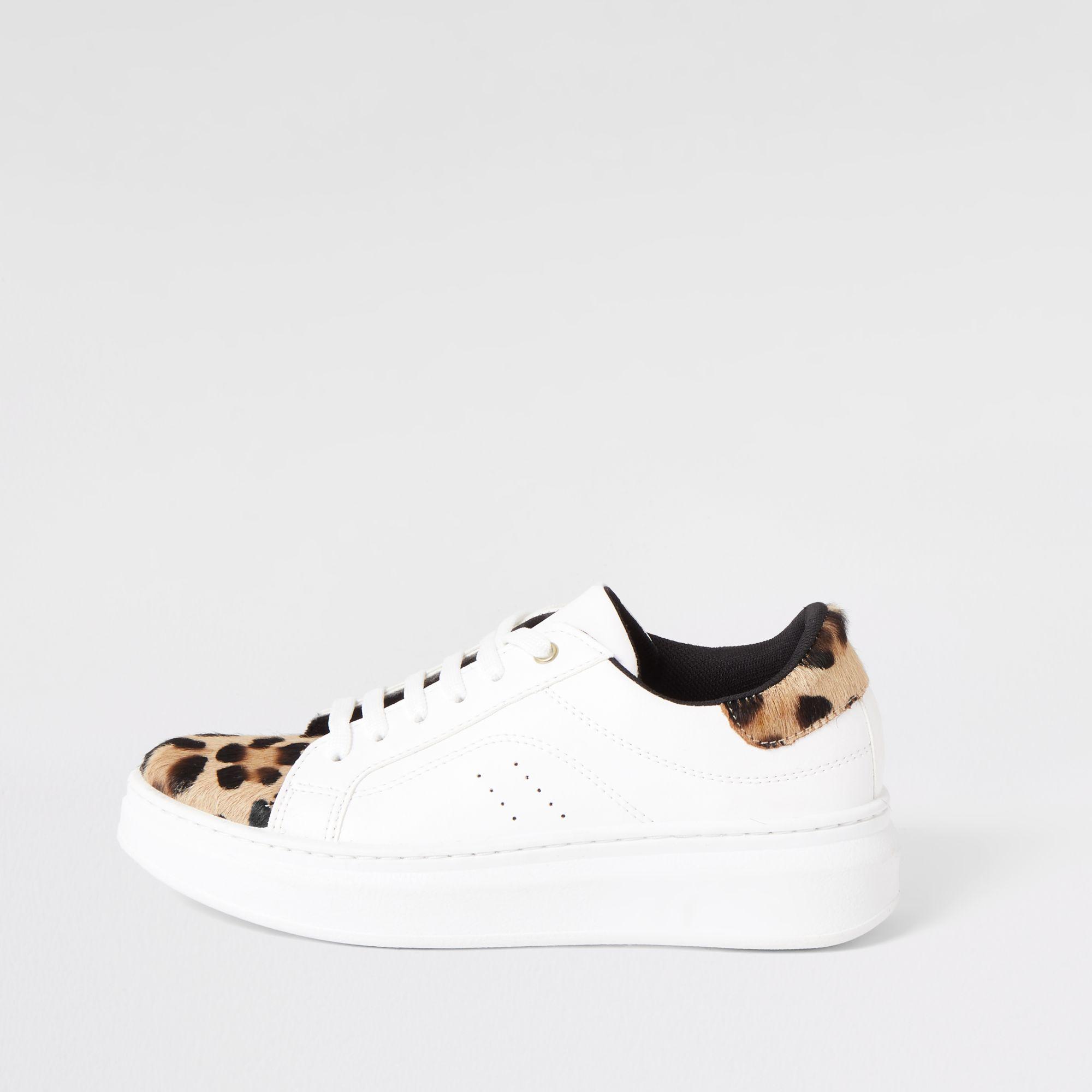 white trainers with leopard print