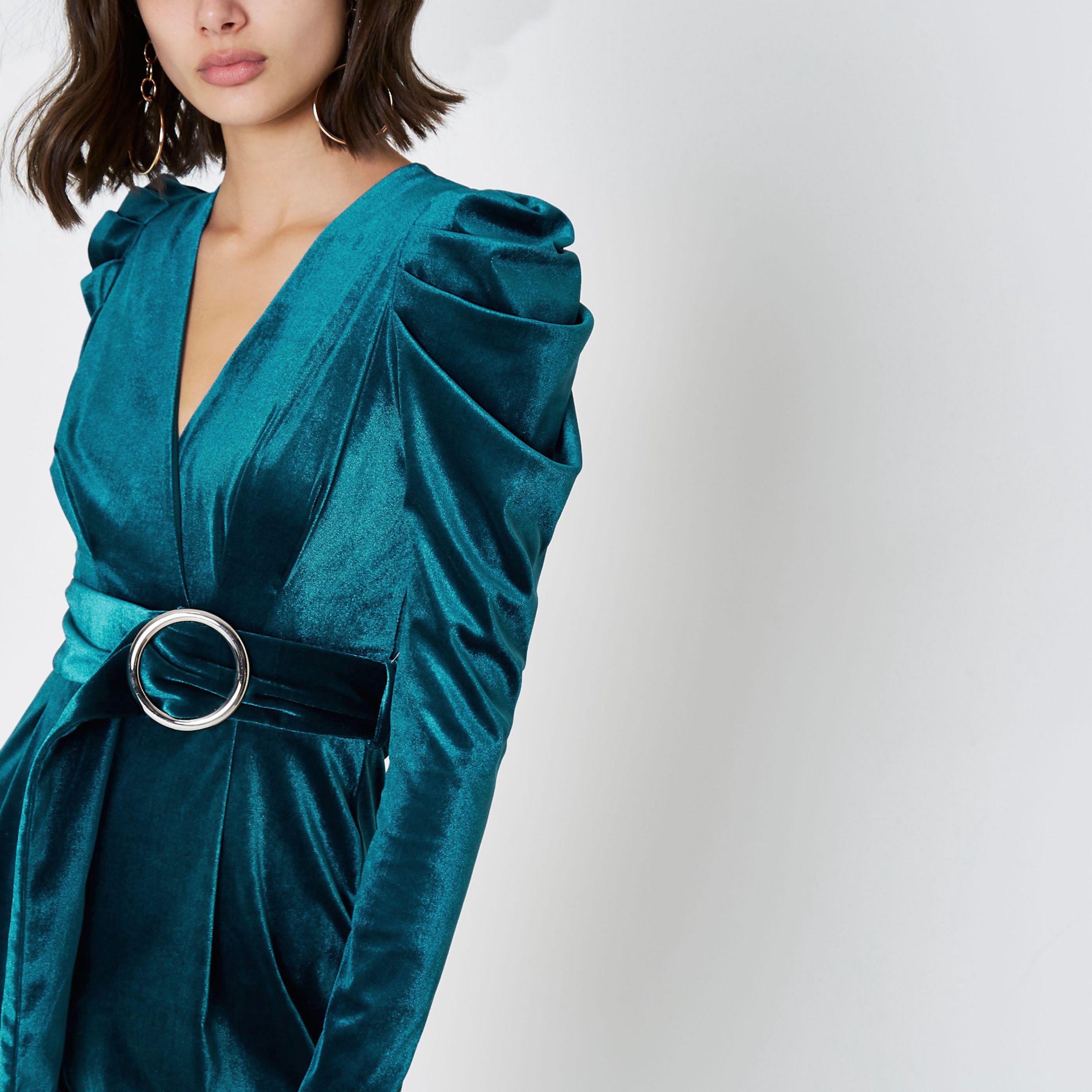 river island teal jumpsuit