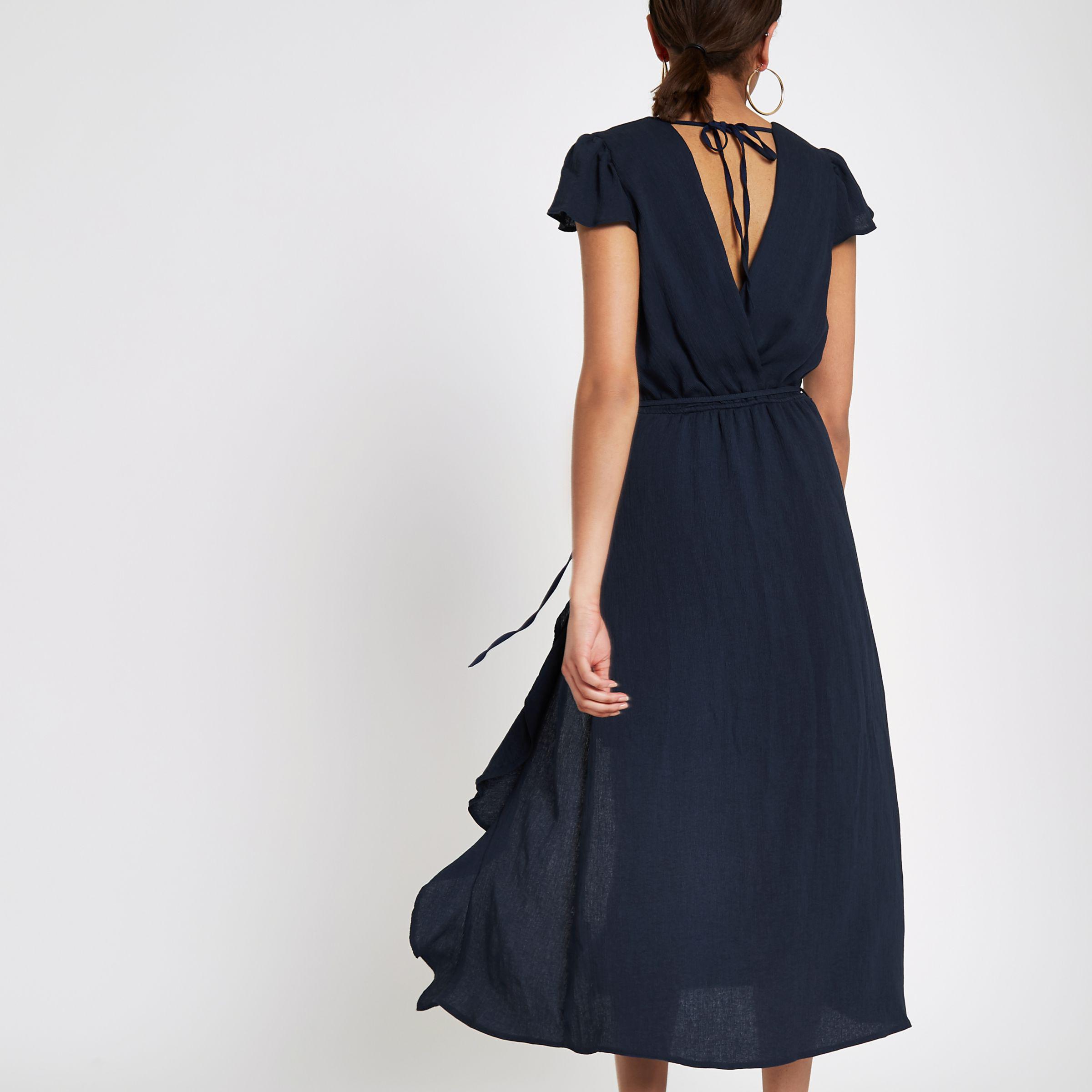 river island wrap front midi dress