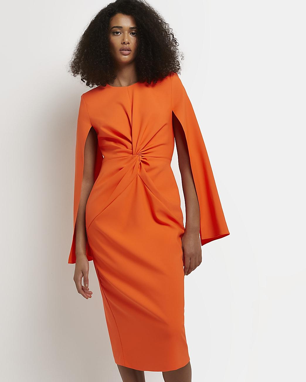 River Island Orange Twist Front Bodycon 