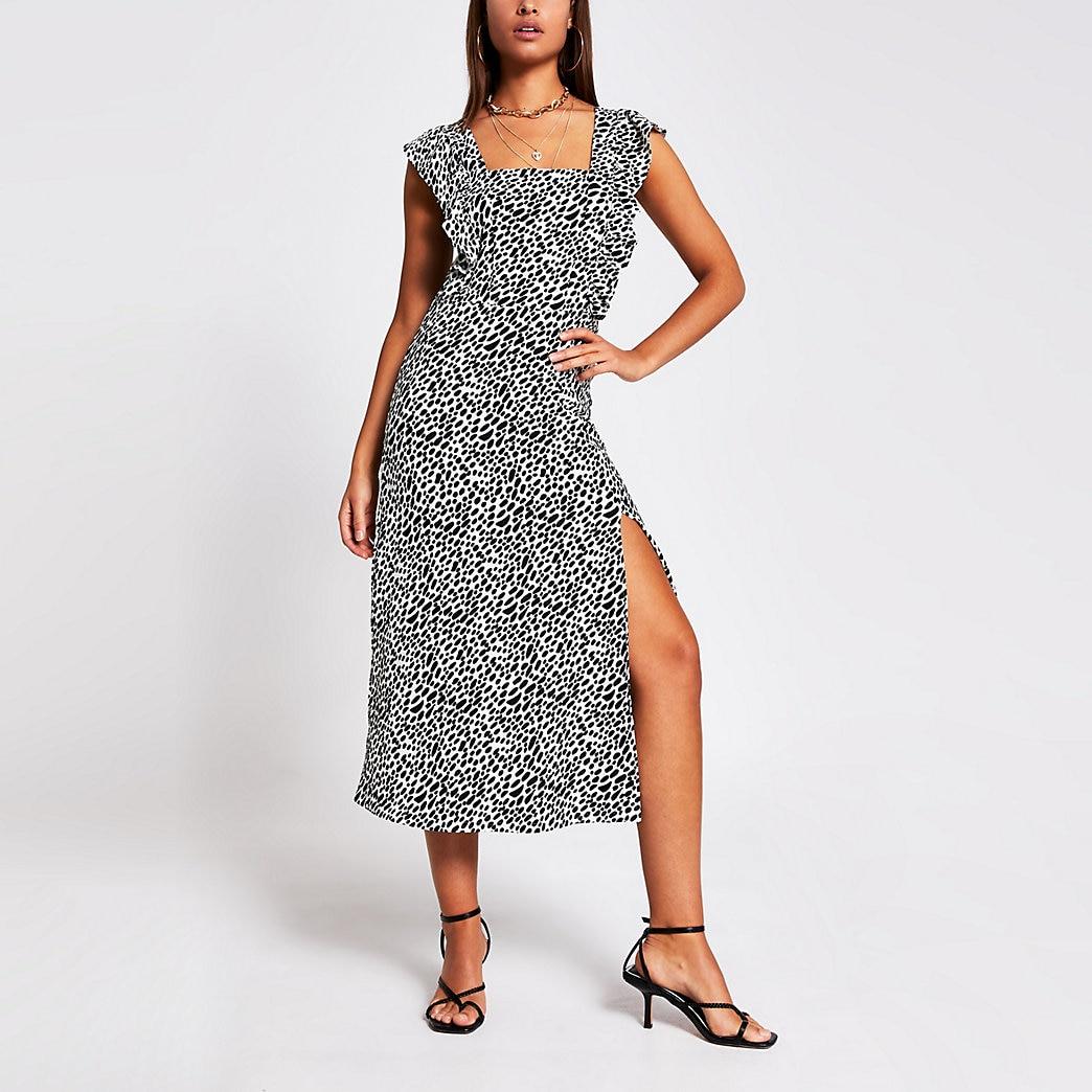 river island cream spot dress