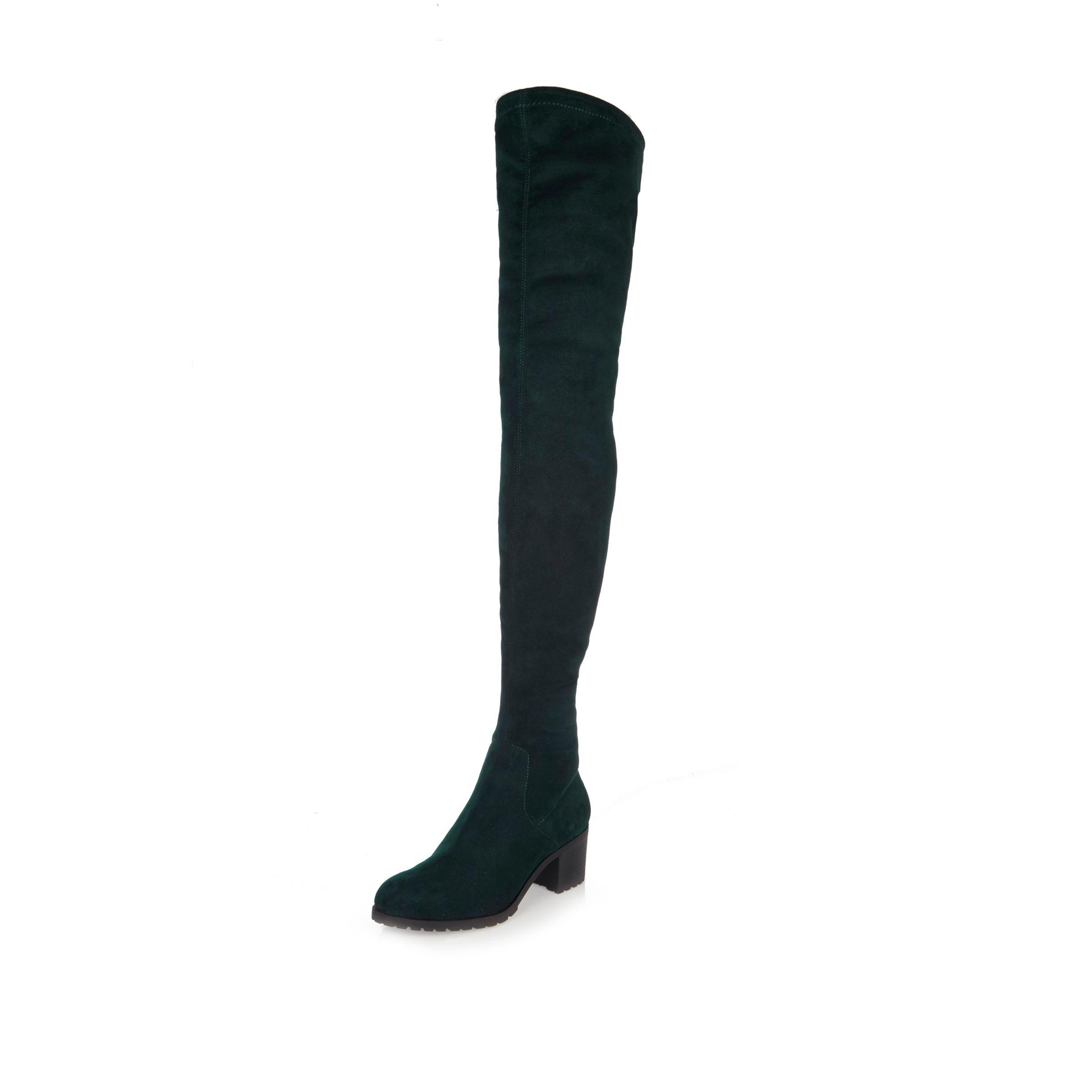 dark green over the knee boots