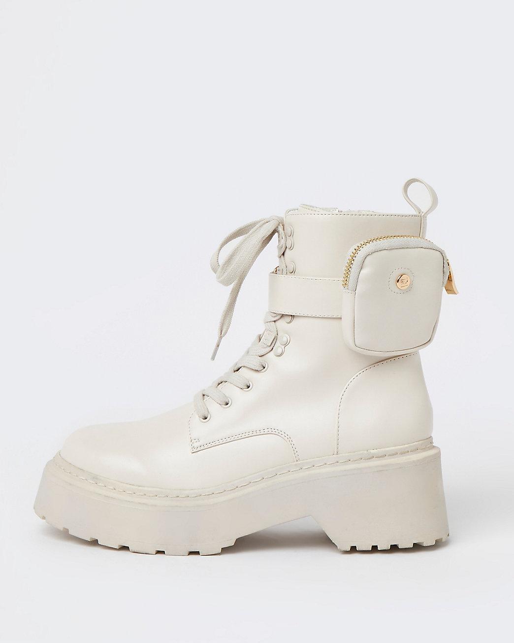 lace up boots cream