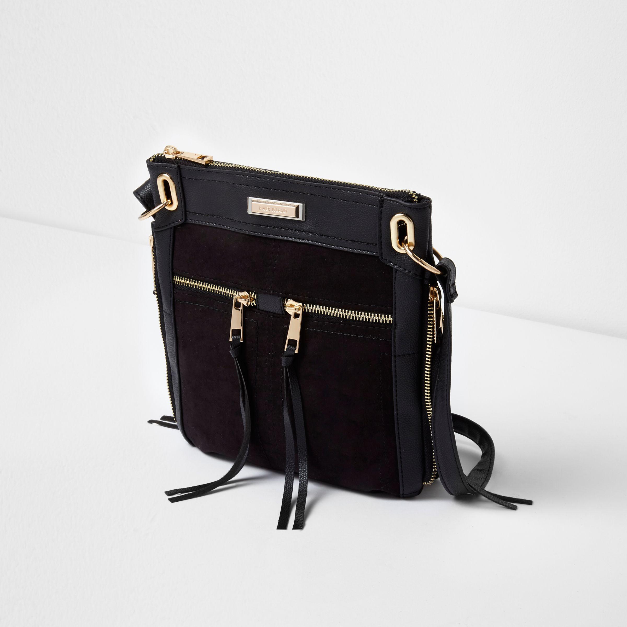river island black messenger bag