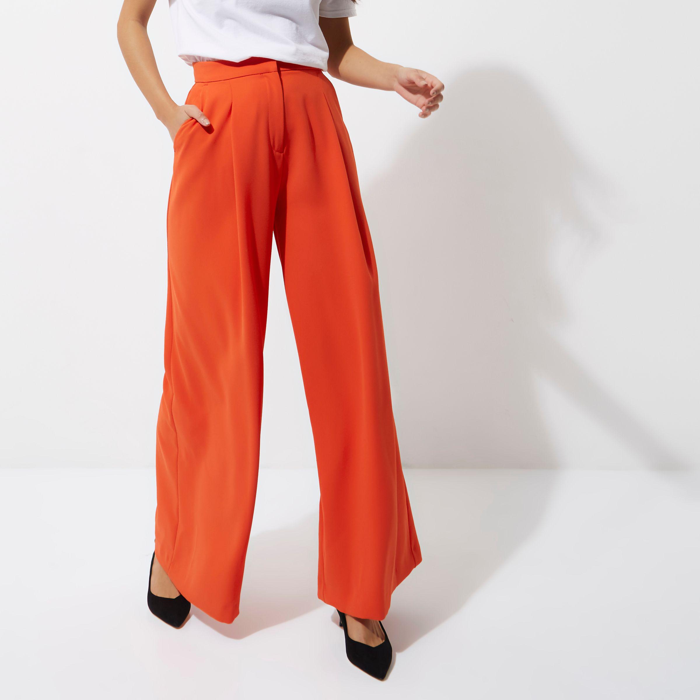 Synthetic Red Wide Leg Trousers | Lyst