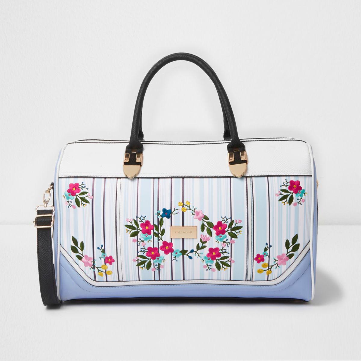 river island blue floral bag