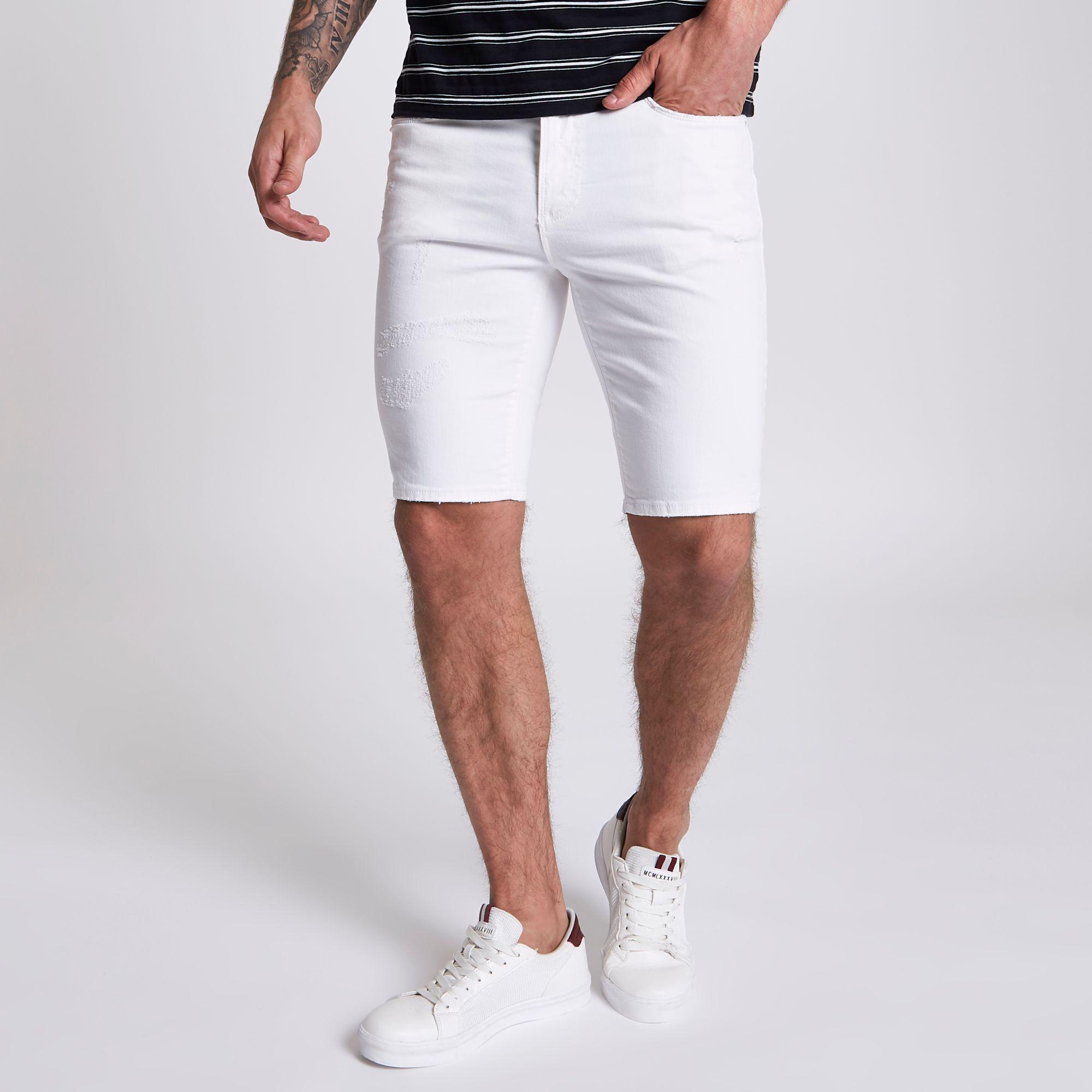 white skinny jean shorts