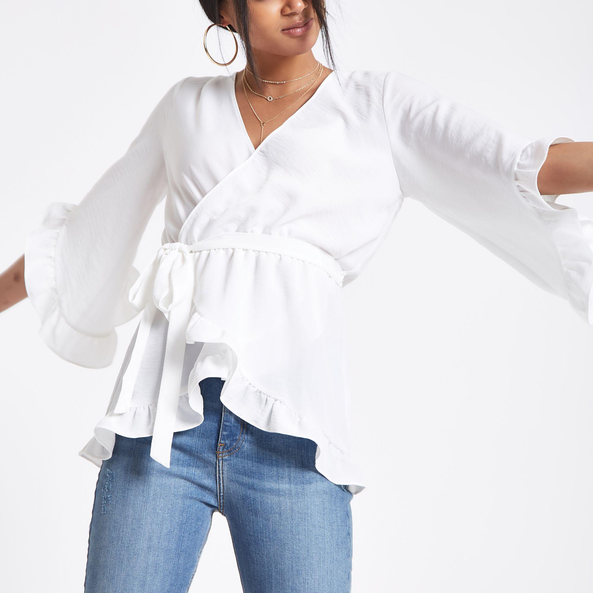 frill wrap blouse
