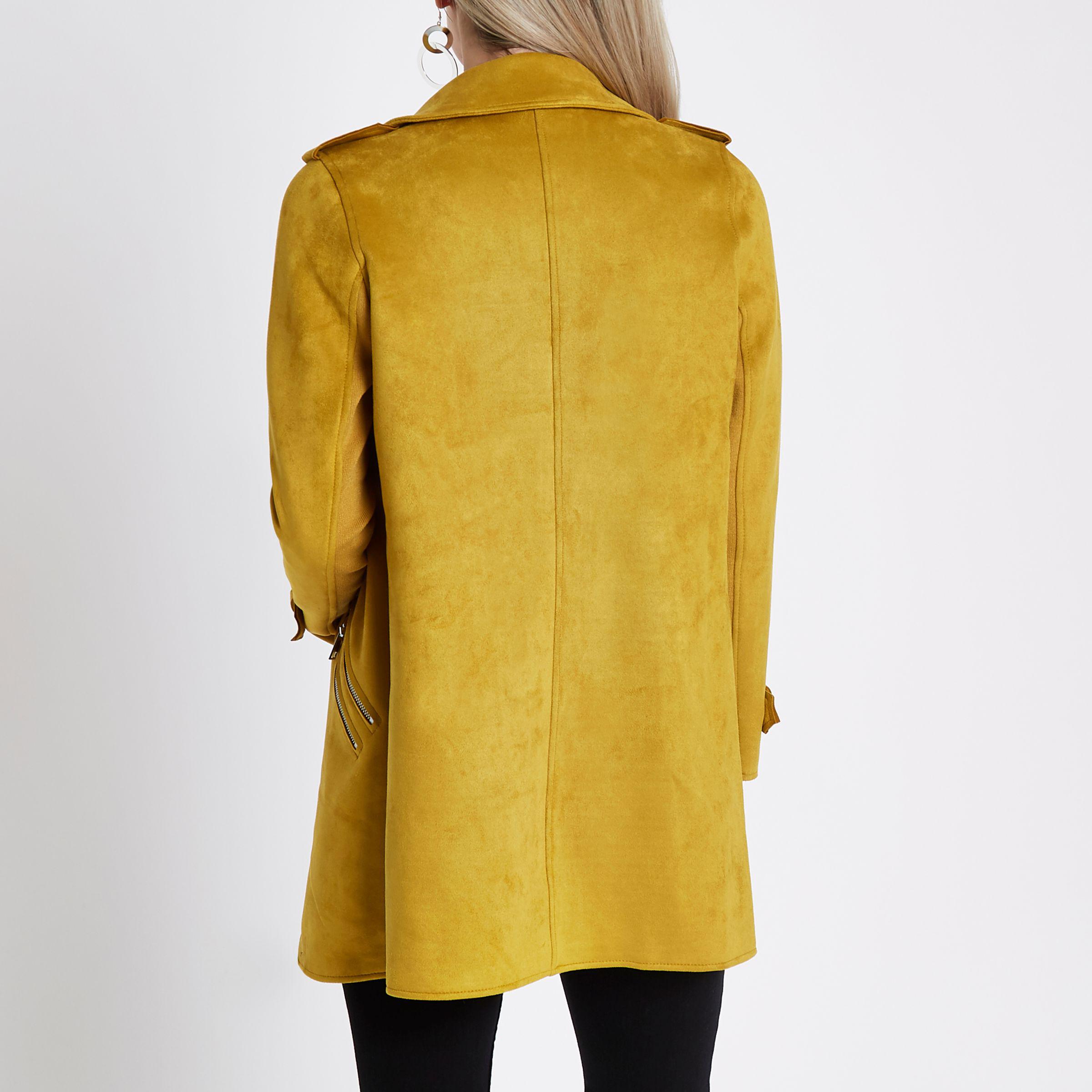 mustard suede coat