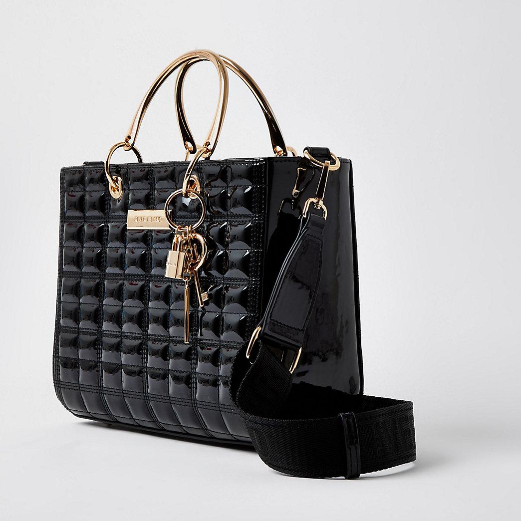 river island black tote bolsa