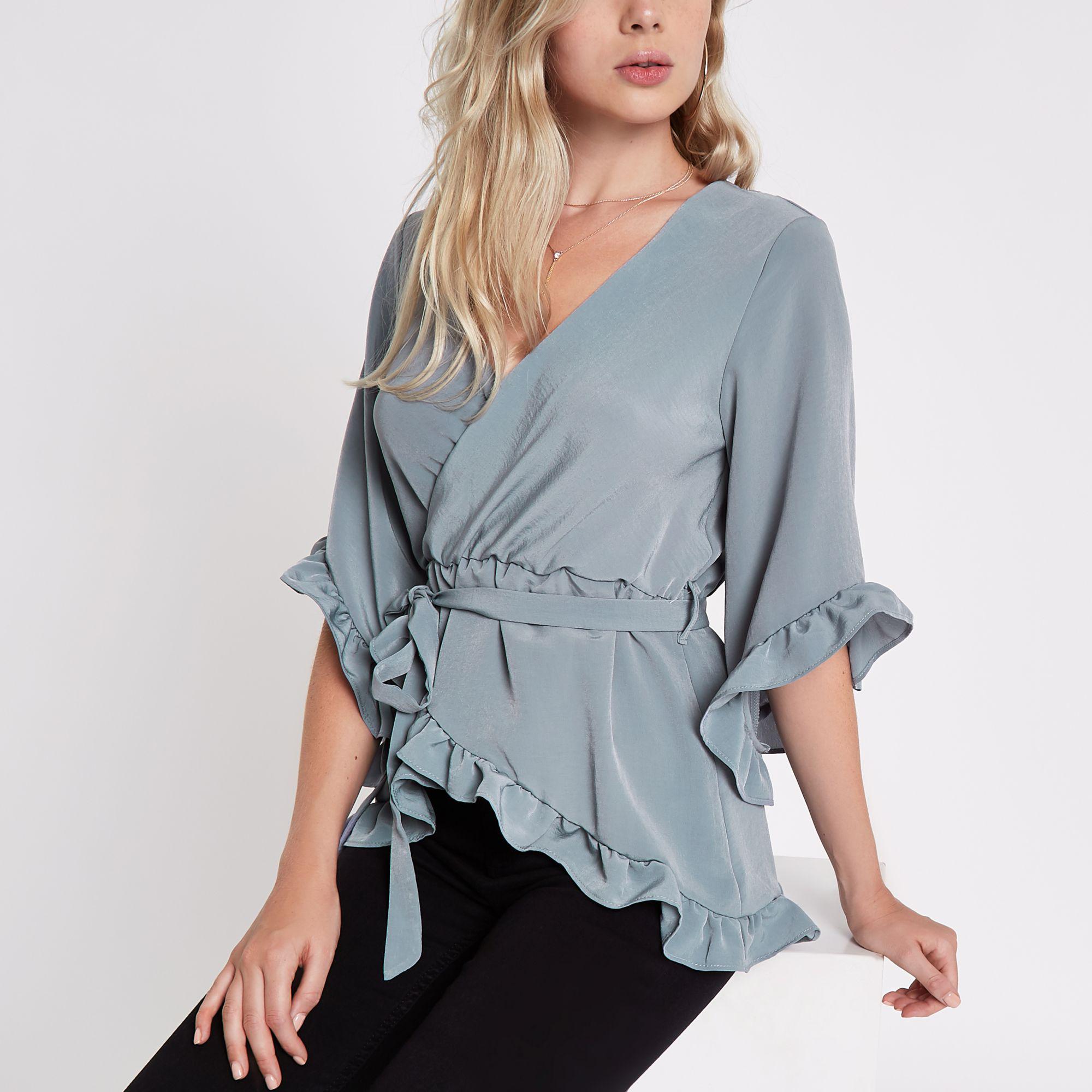 frill wrap blouse