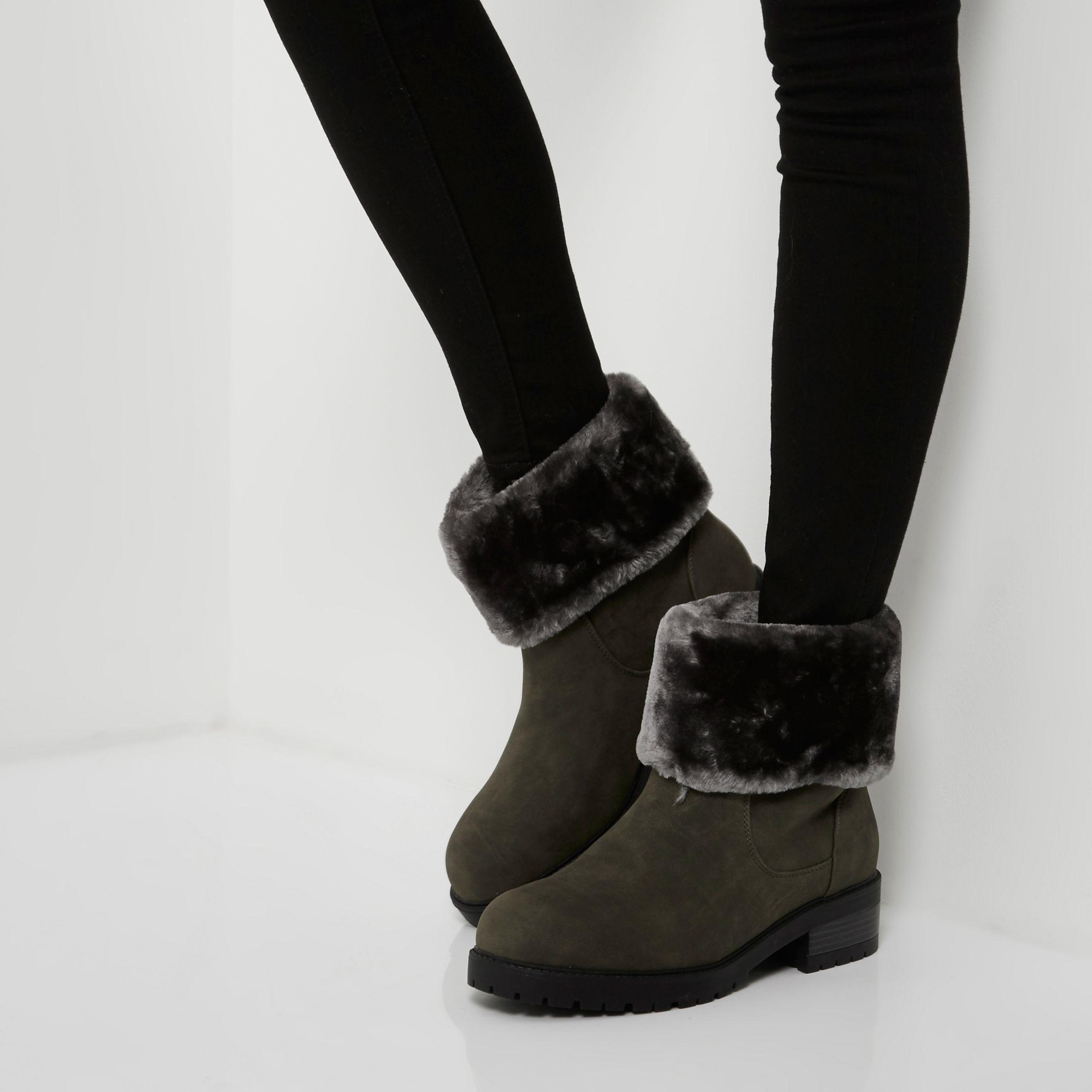 river island faux fur lined boots