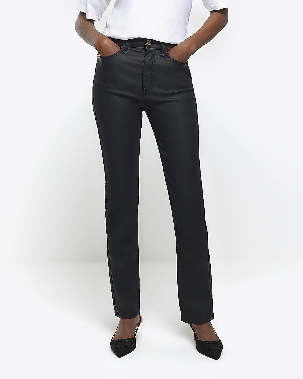 River Island Black High Waisted Slim Coated Jeans | Lyst
