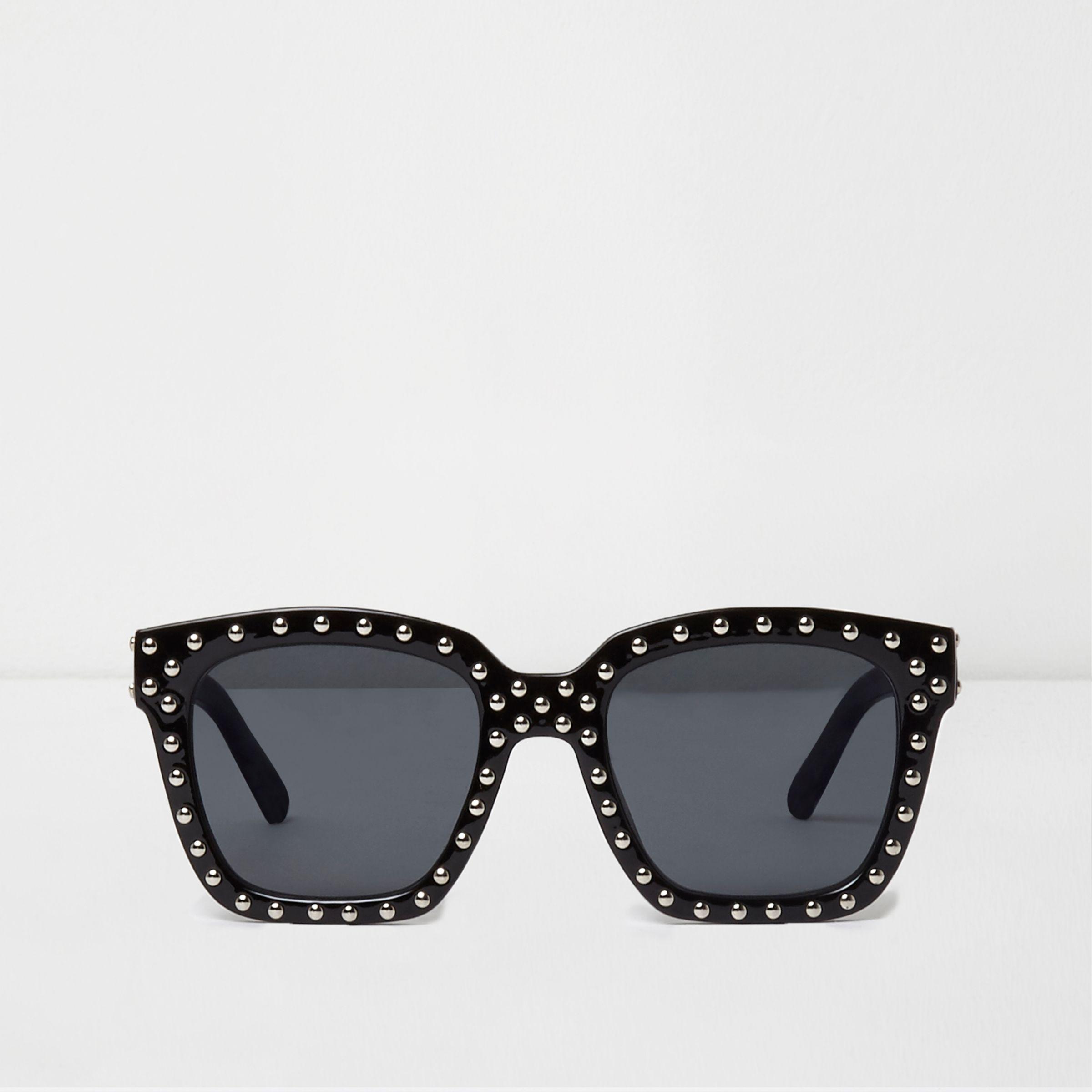 River Island Black Studded Glam Sunglasses | Lyst
