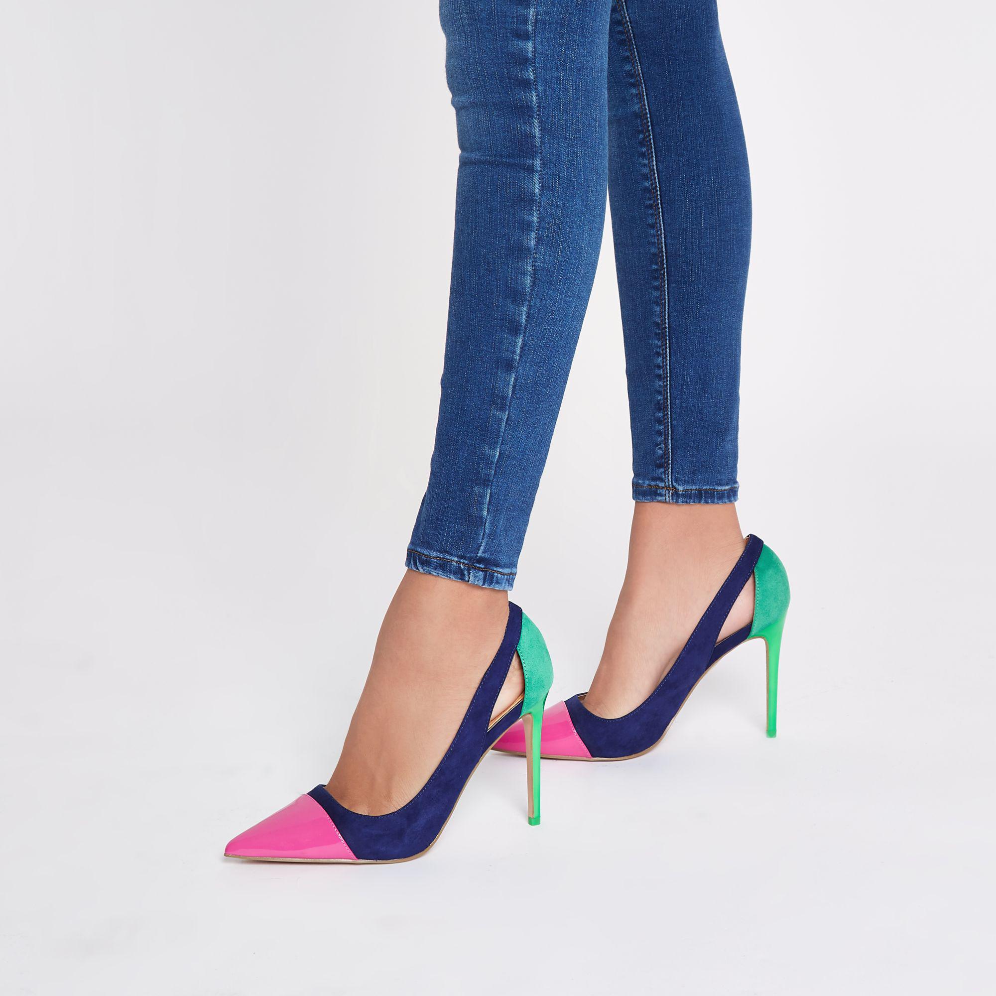 River Island Block Print Court Shoes in Blue | Lyst