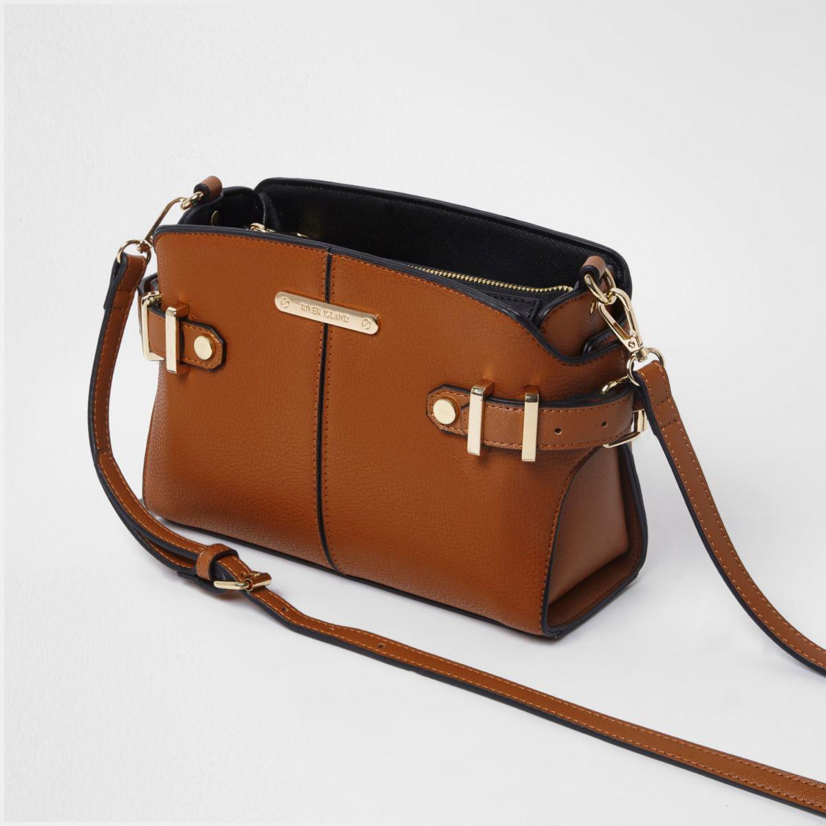 River Island Tan Brown Buckle Side Cross Body Bag - Lyst