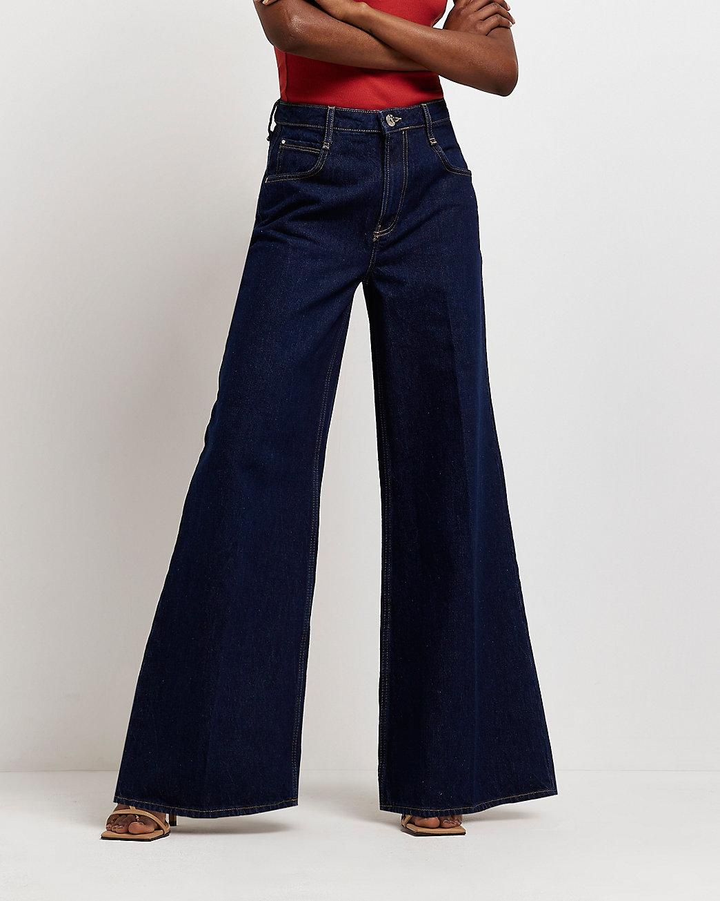 Blue High Waisted Ultra Flared Jeans | Lyst
