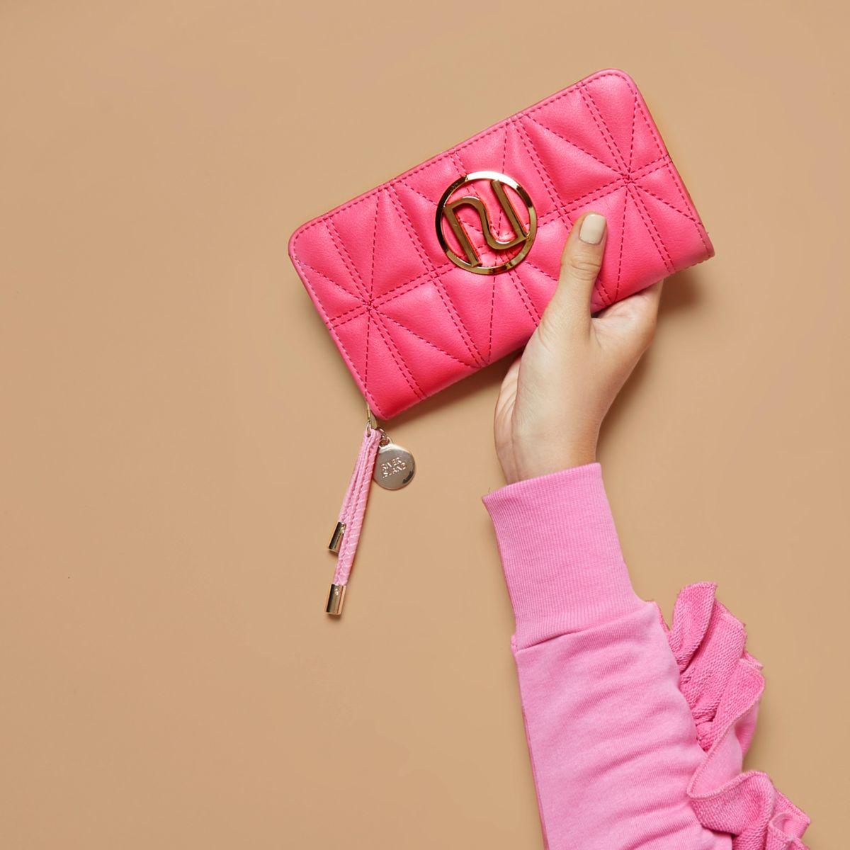 Lyst River Island Bright Pink Quilted Foldout Purse In Gallery