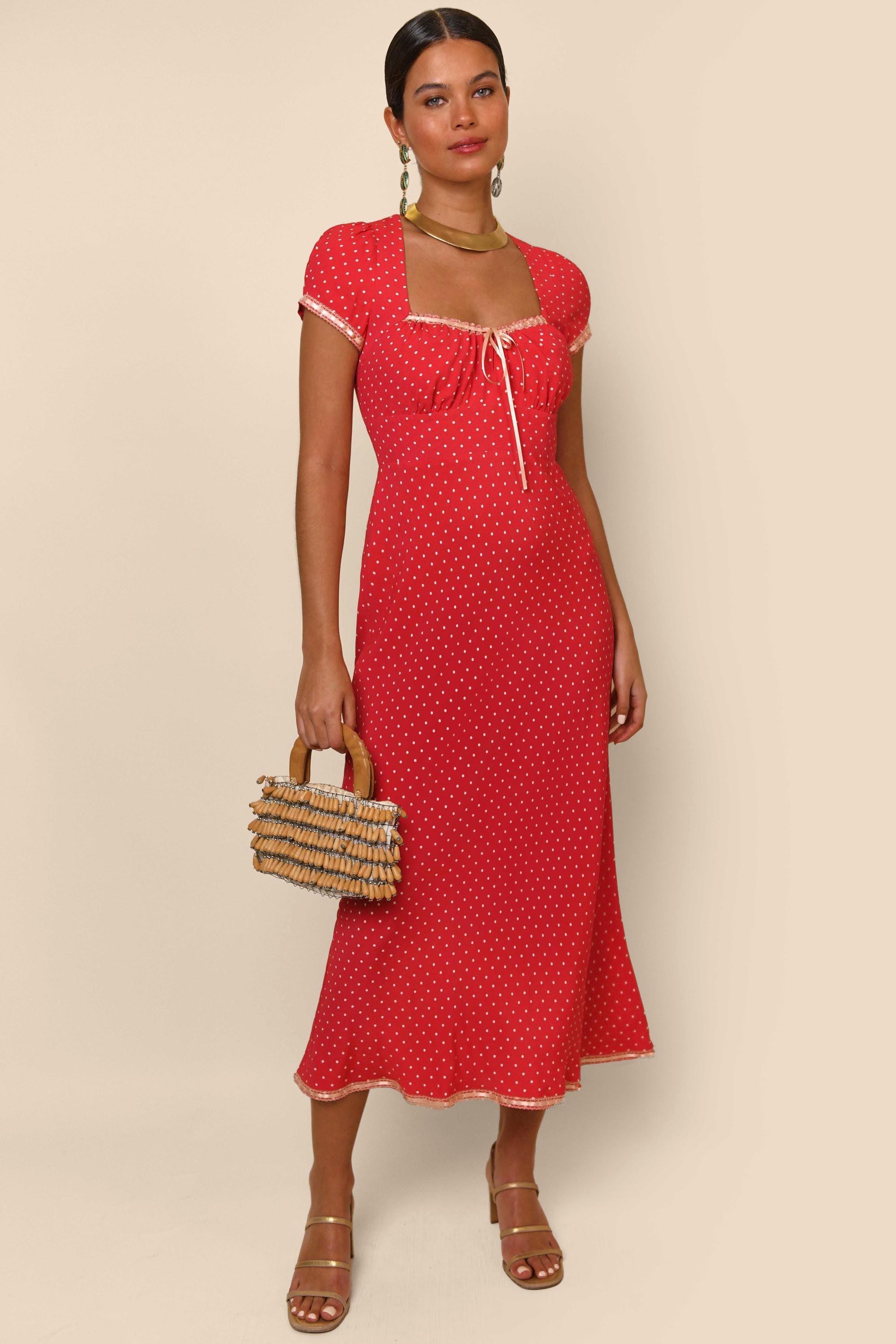 Alanza spot tiered dress top