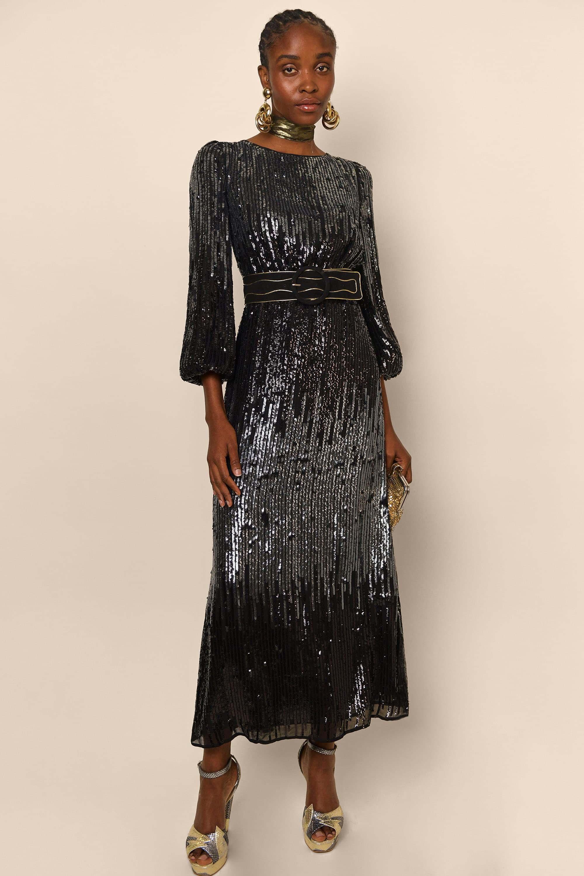 Apollo Black Sequin Evening Dress – Dressxox