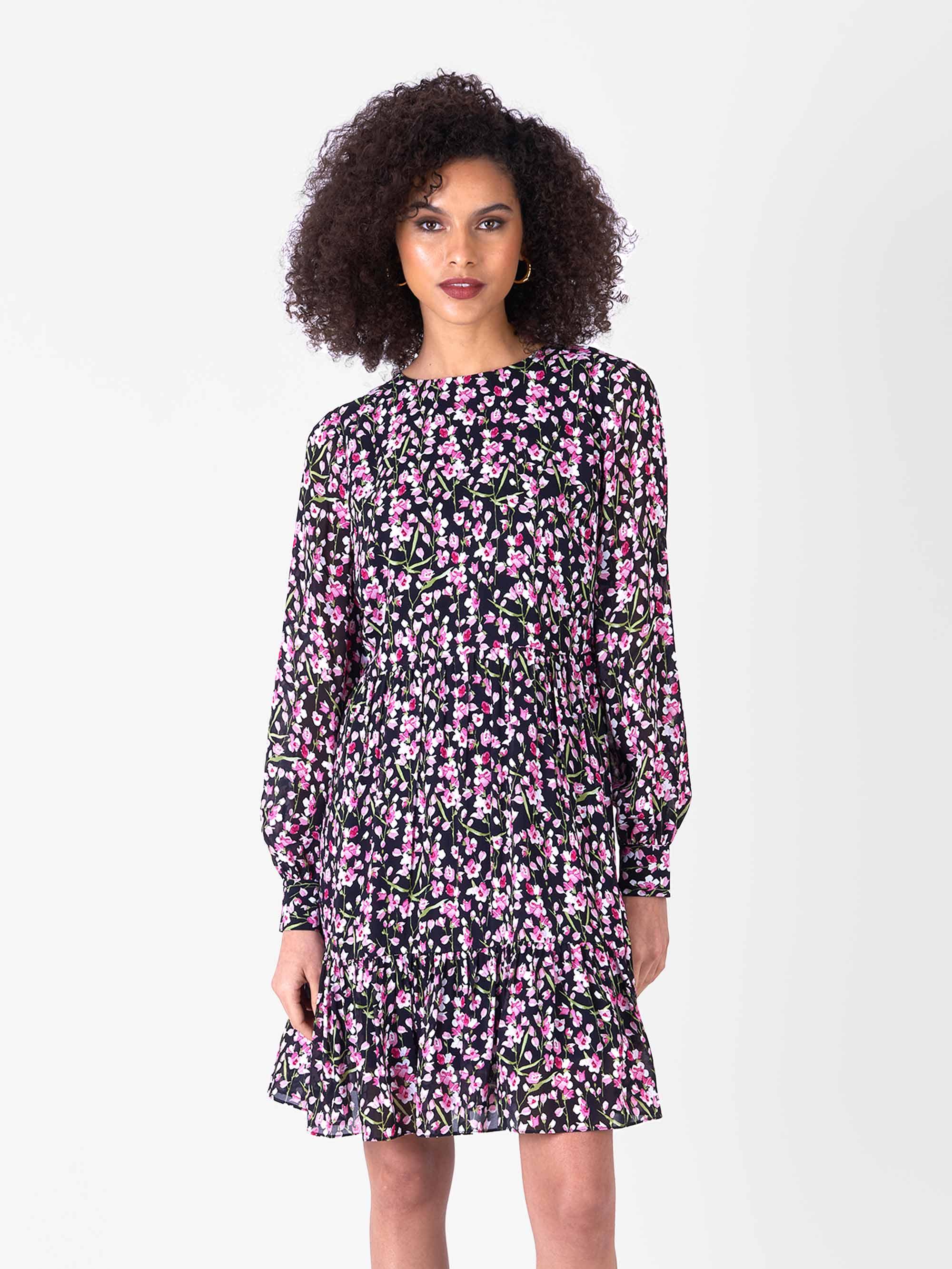 Ro&zo Synthetic Blush Floral Tiered Short Dress in Black Lyst UK