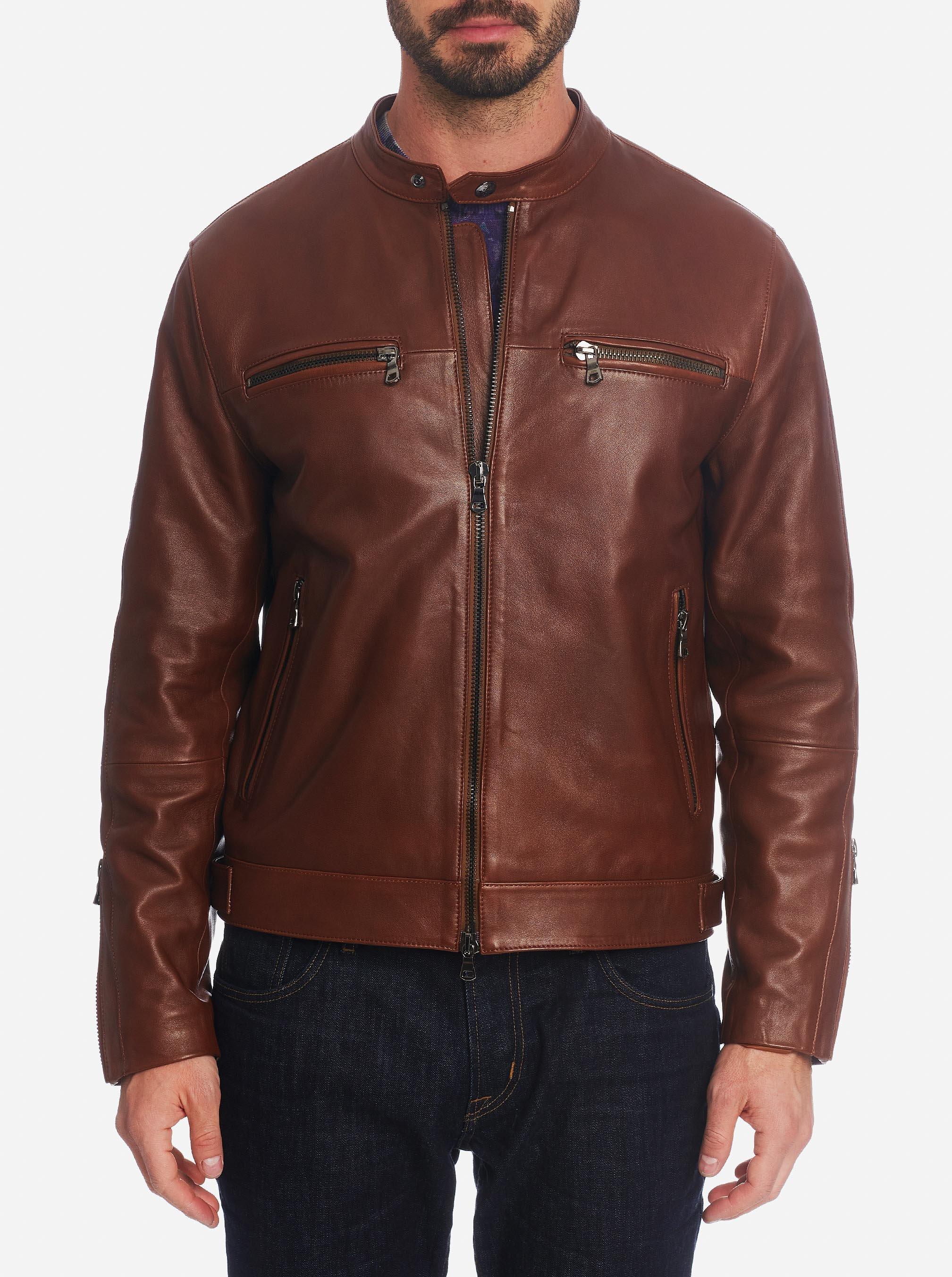 Robert Graham Roscoe Leather Jacket in Brown for Men - Lyst