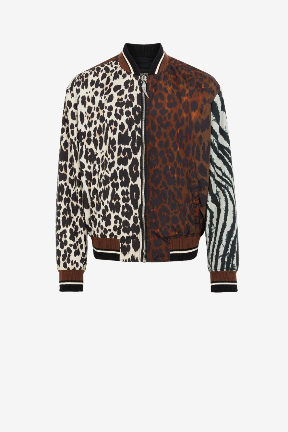 mixed print bomber jacket