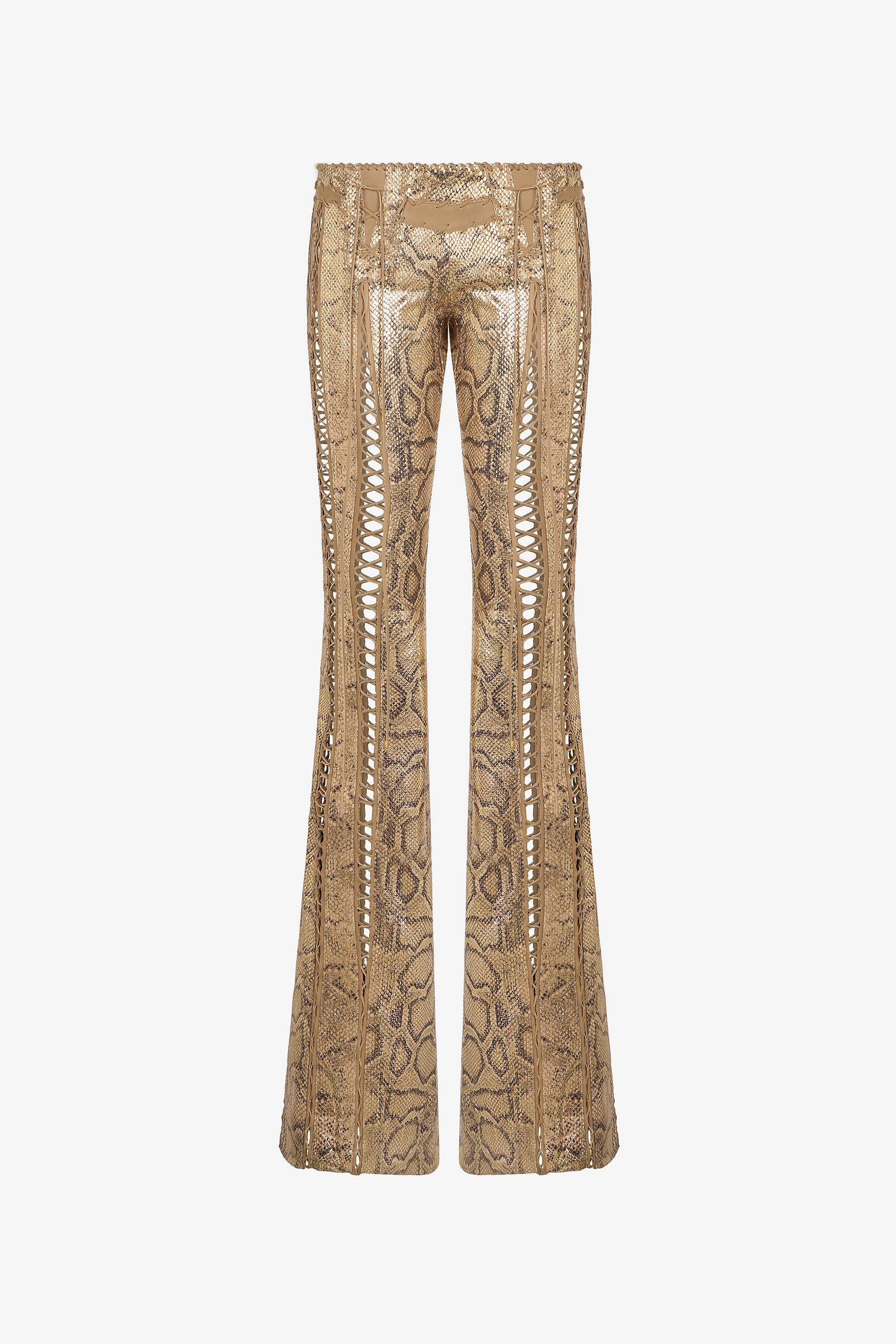 Pantalon Roberto Cavalli à Paillettes Noires Et Imprimé Floral - Taille à Vérifier - Occasion En Excellent état
