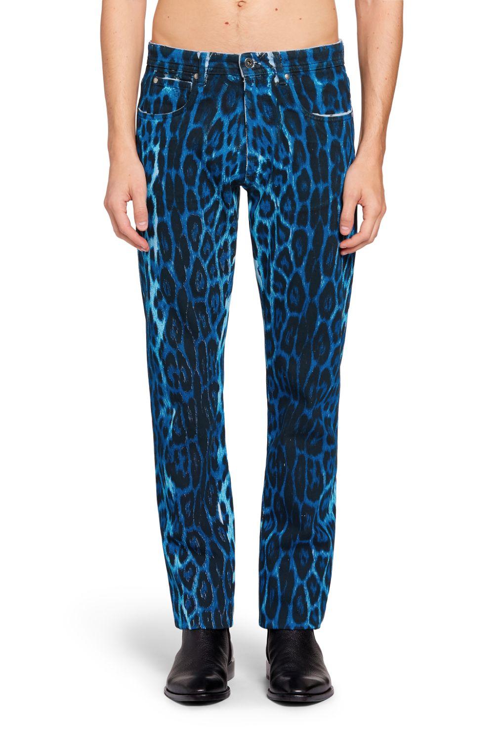 Roberto Cavalli Denim Heritage Jaguar Print Slim Leg Jeans in Blue for ...