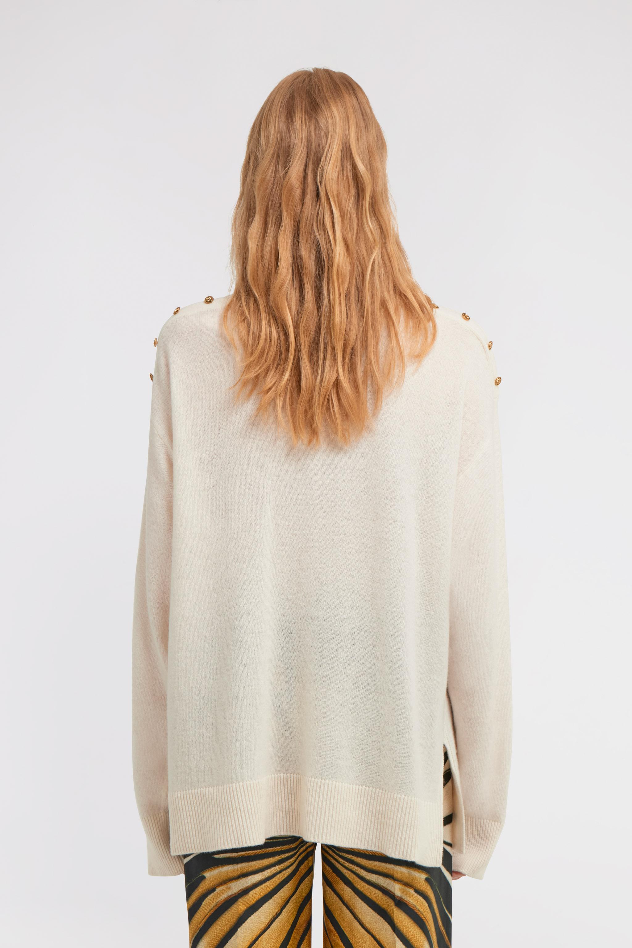 Roberto Cavalli Long-Sleeved V-Neck Jumper in White Lyst UK