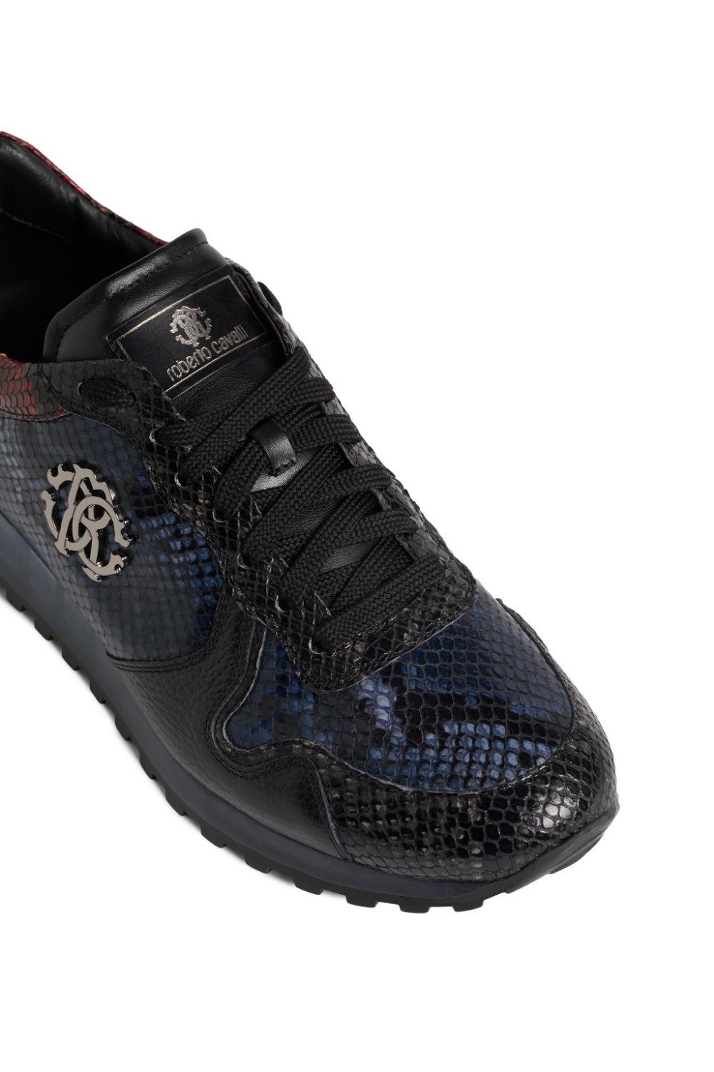 Roberto Cavalli Snake Print Lace Up Sneakers in Black for Men - Save 37 ...