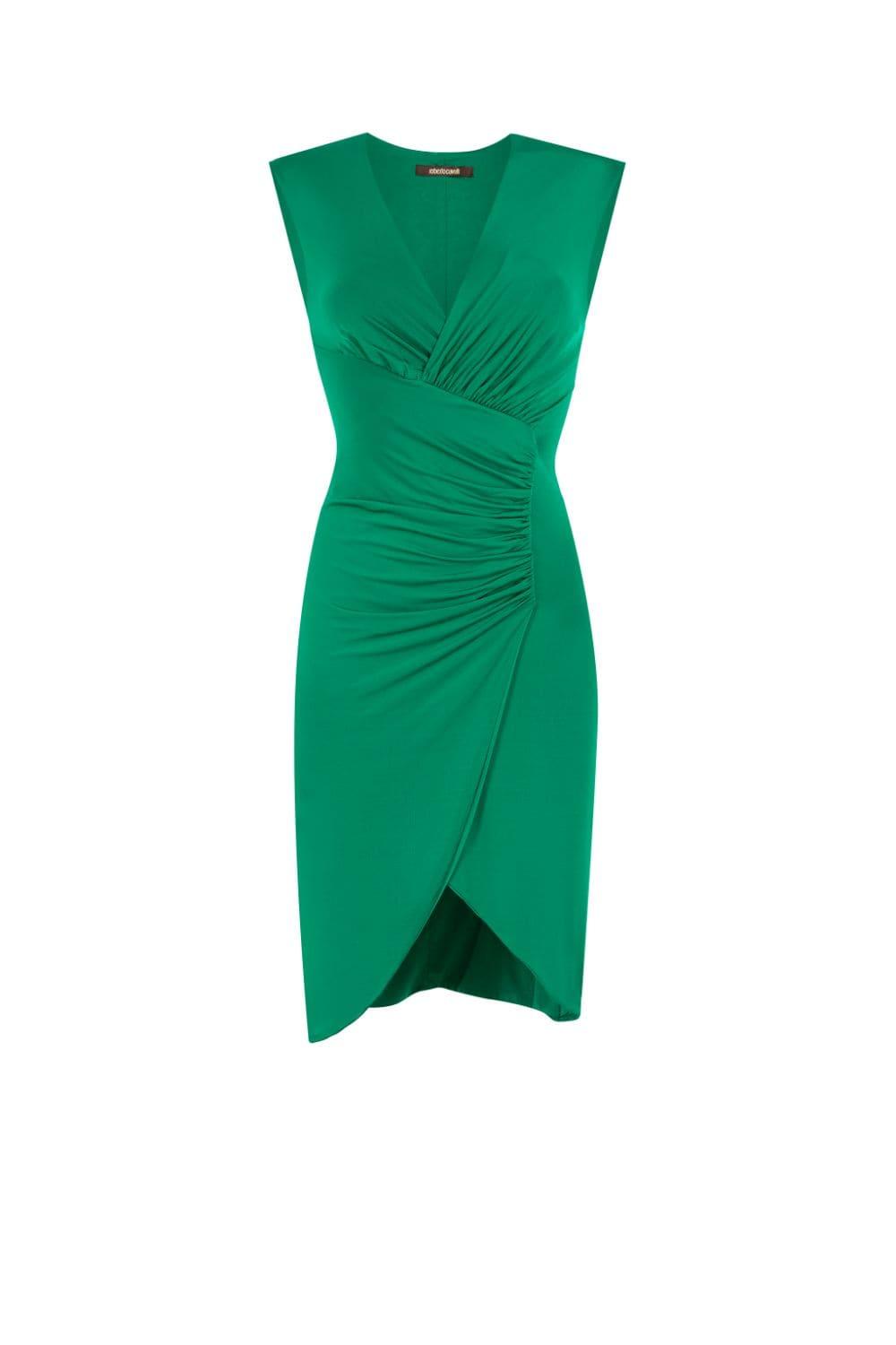 Roberto Cavalli Ruched Wrap-effect Dress in Green | Lyst