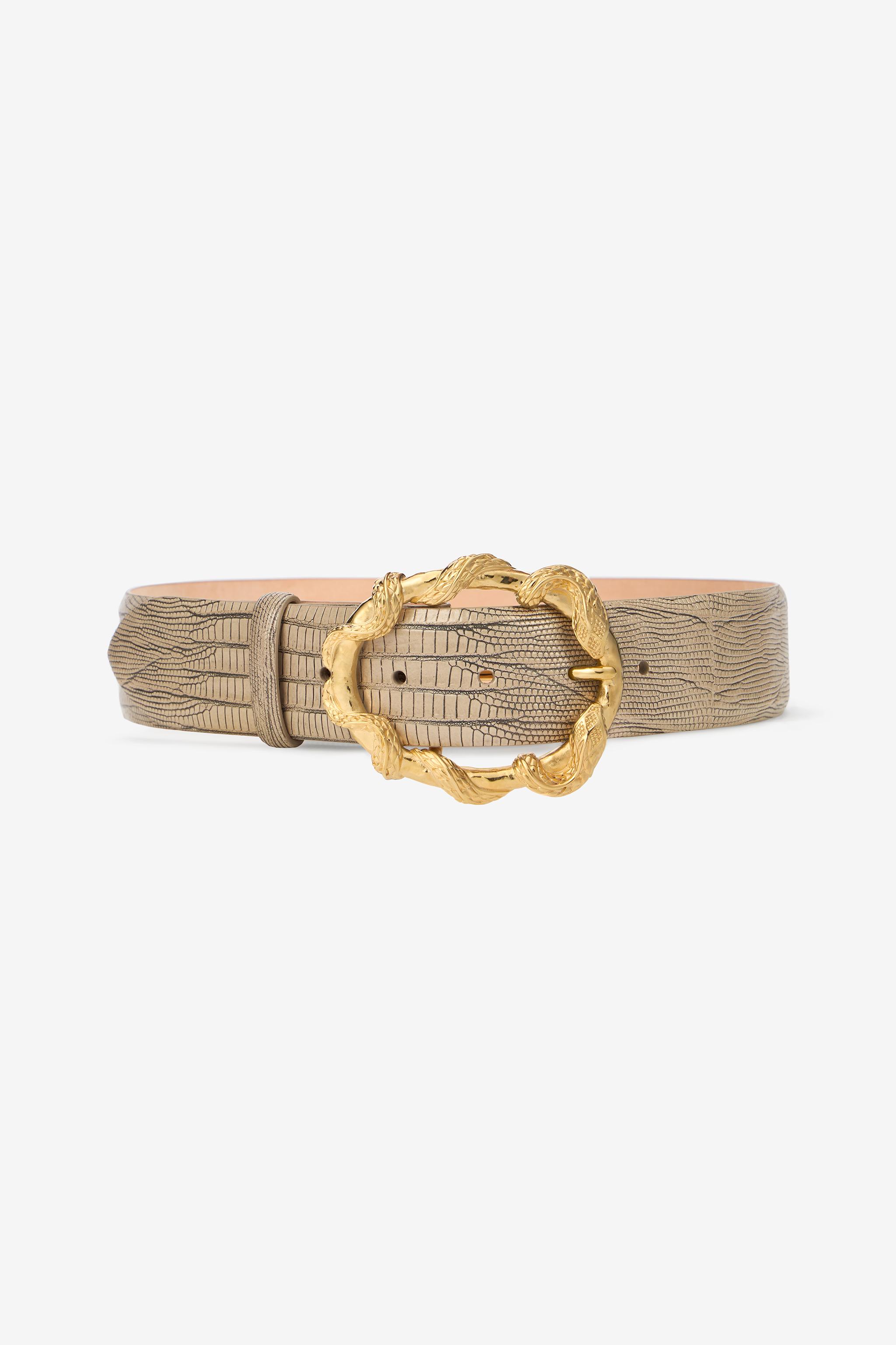 Roberto Cavalli Class NWOT limited edition Gold Belt fancy wide gold exclusive S Roberto Cavalli Blue Embossed Croco RC Belt - Size 95  main image 3