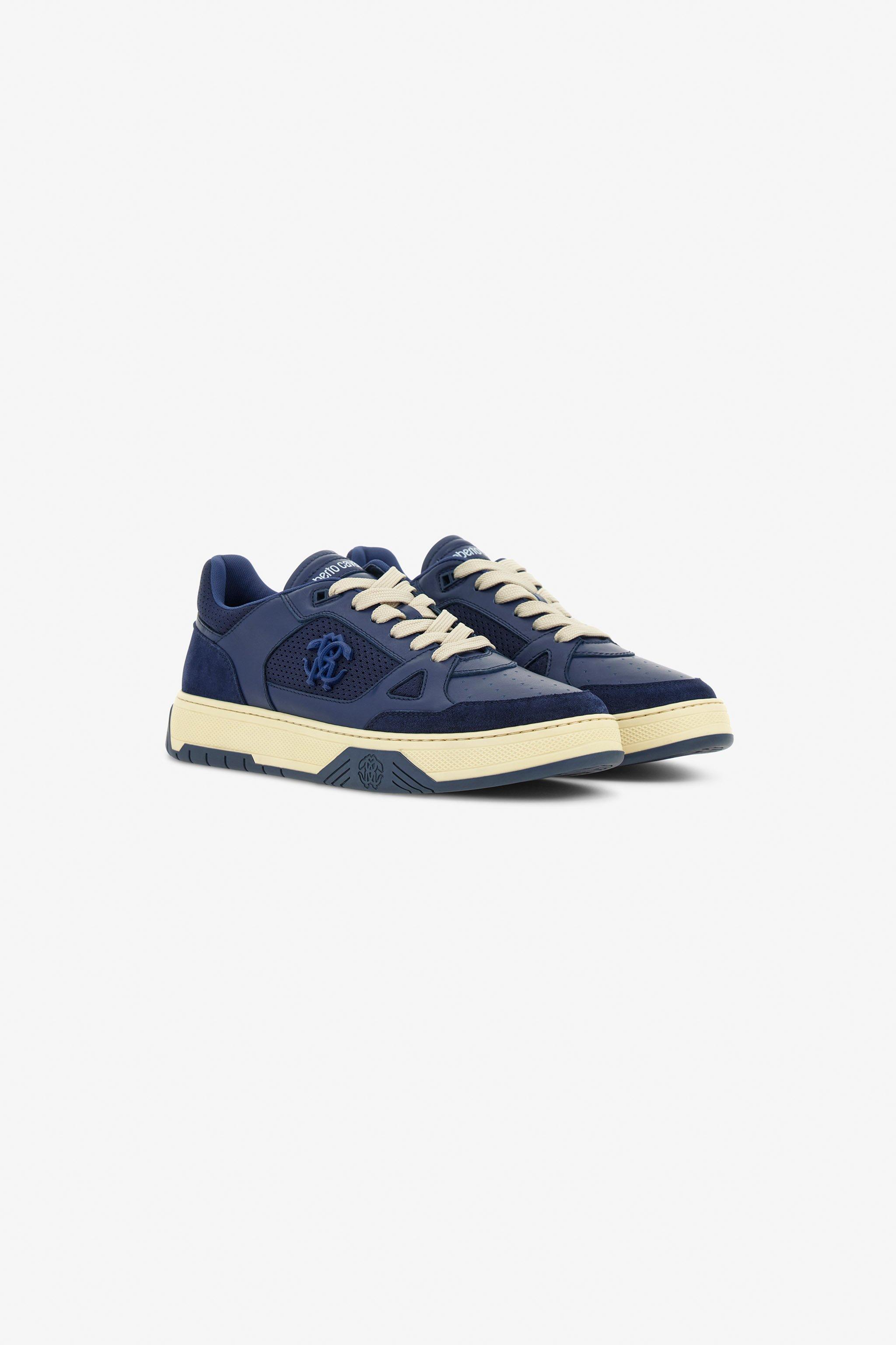 Roberto Cavalli Men\'s RC Monogram Blue Leather Sneakers . Roberto Cavalli Rc Monogram Sneakers in Blue for Men | Lyst main image 3