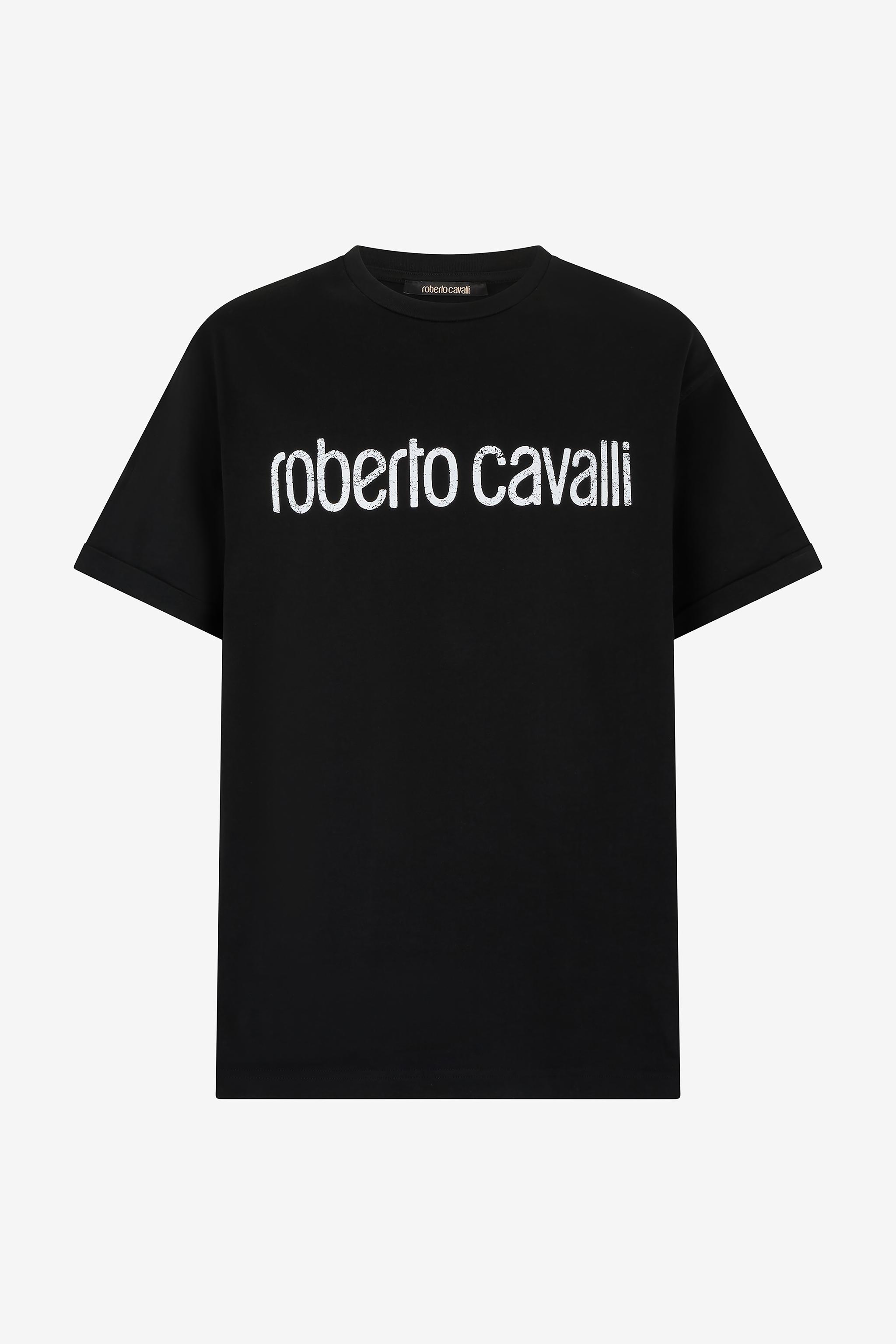 Roberto Cavalli T-Shirt With Used Logo in Black for Men | Lyst