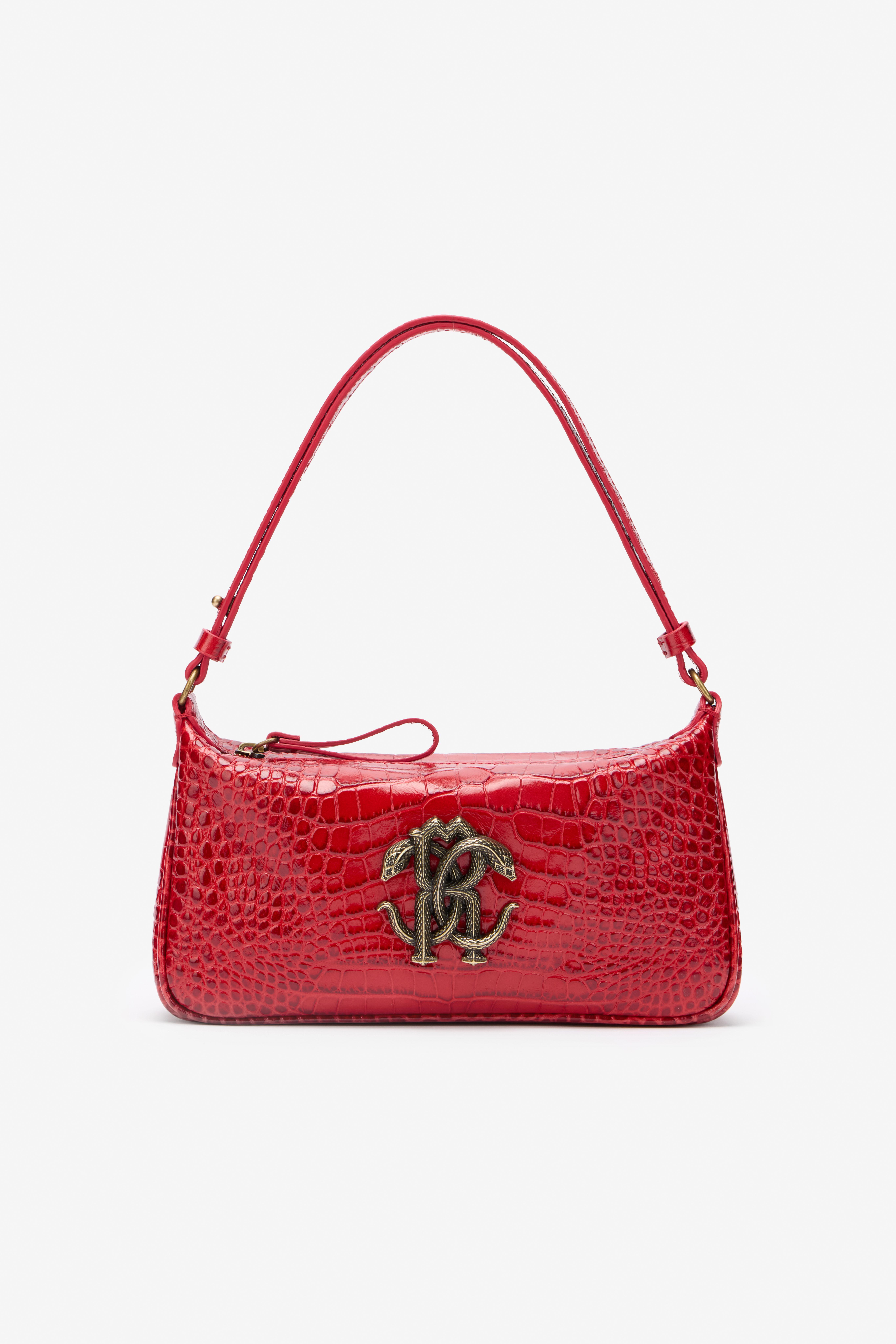 ショルダーバッグ・ポシェット ROBERTO CAVALLI SHOULDER BAG ROBERTO CAVALLI Road Croc Embossed Leather Shoulder Bag