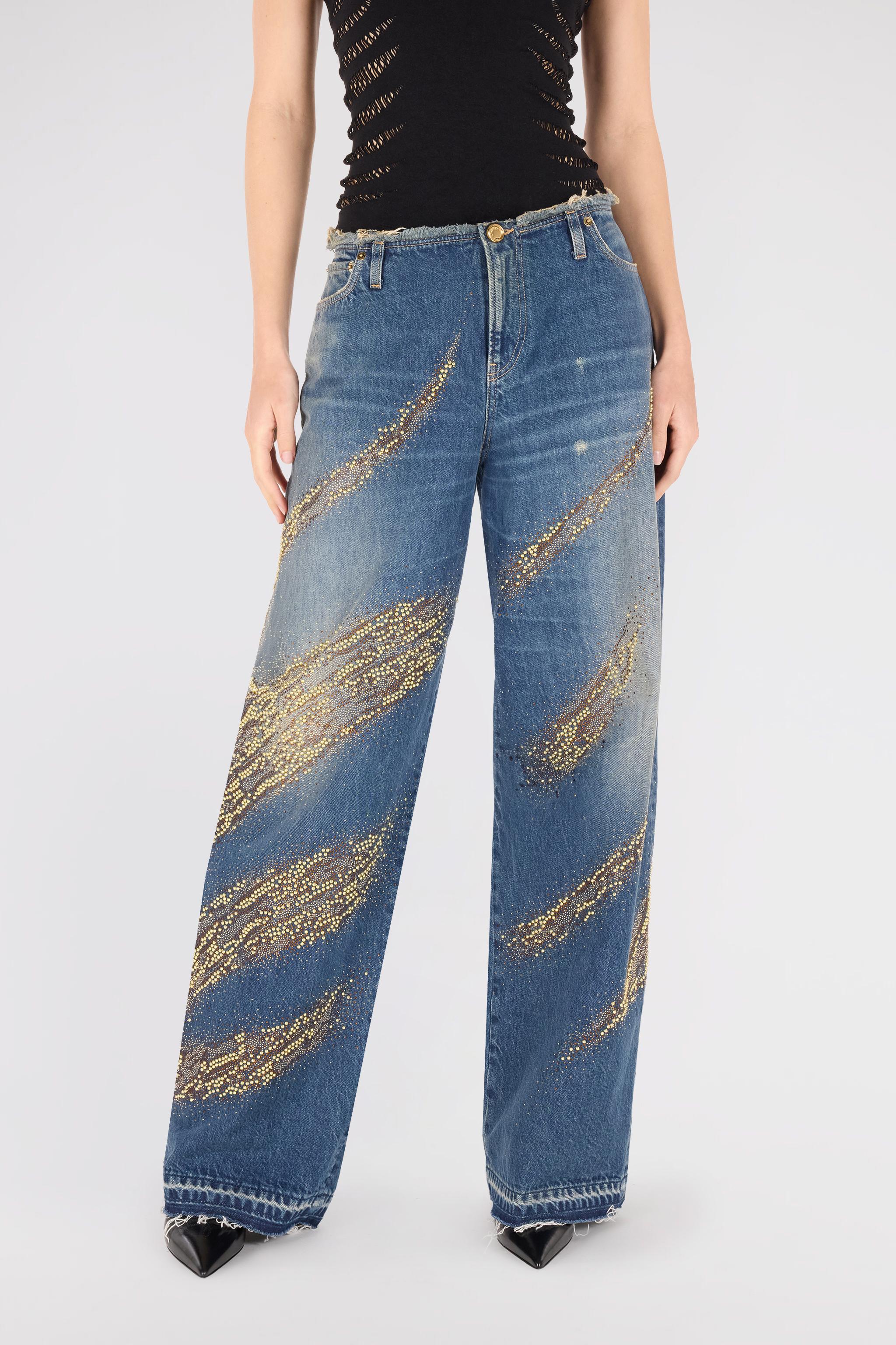 Roberto Cavalli Jeans With Rhinestoned Zebra Pattern in Blue | Lyst