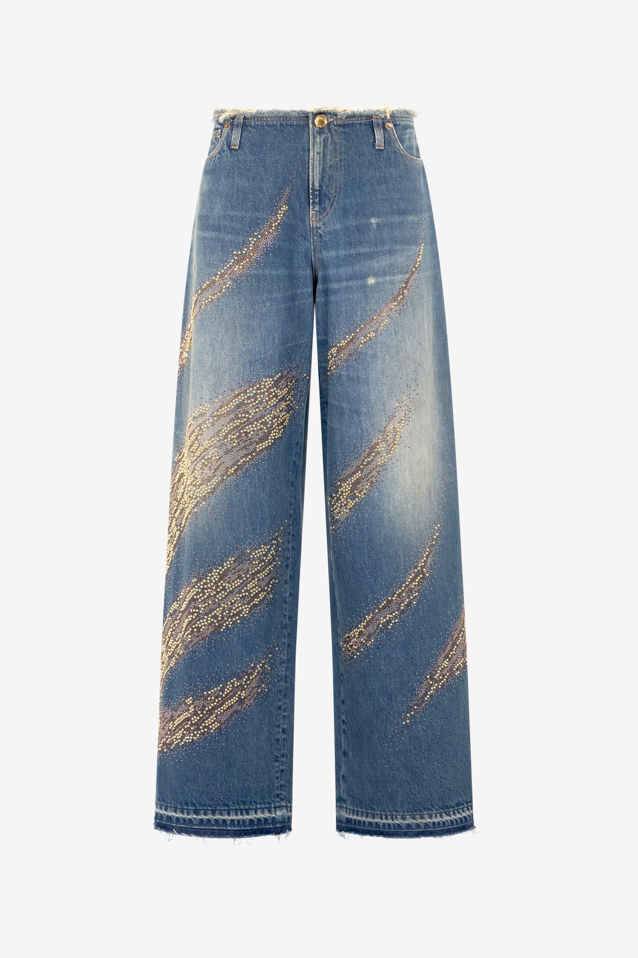 Roberto Cavalli Jeans With Rhinestoned Zebra Pattern in Blue | Lyst