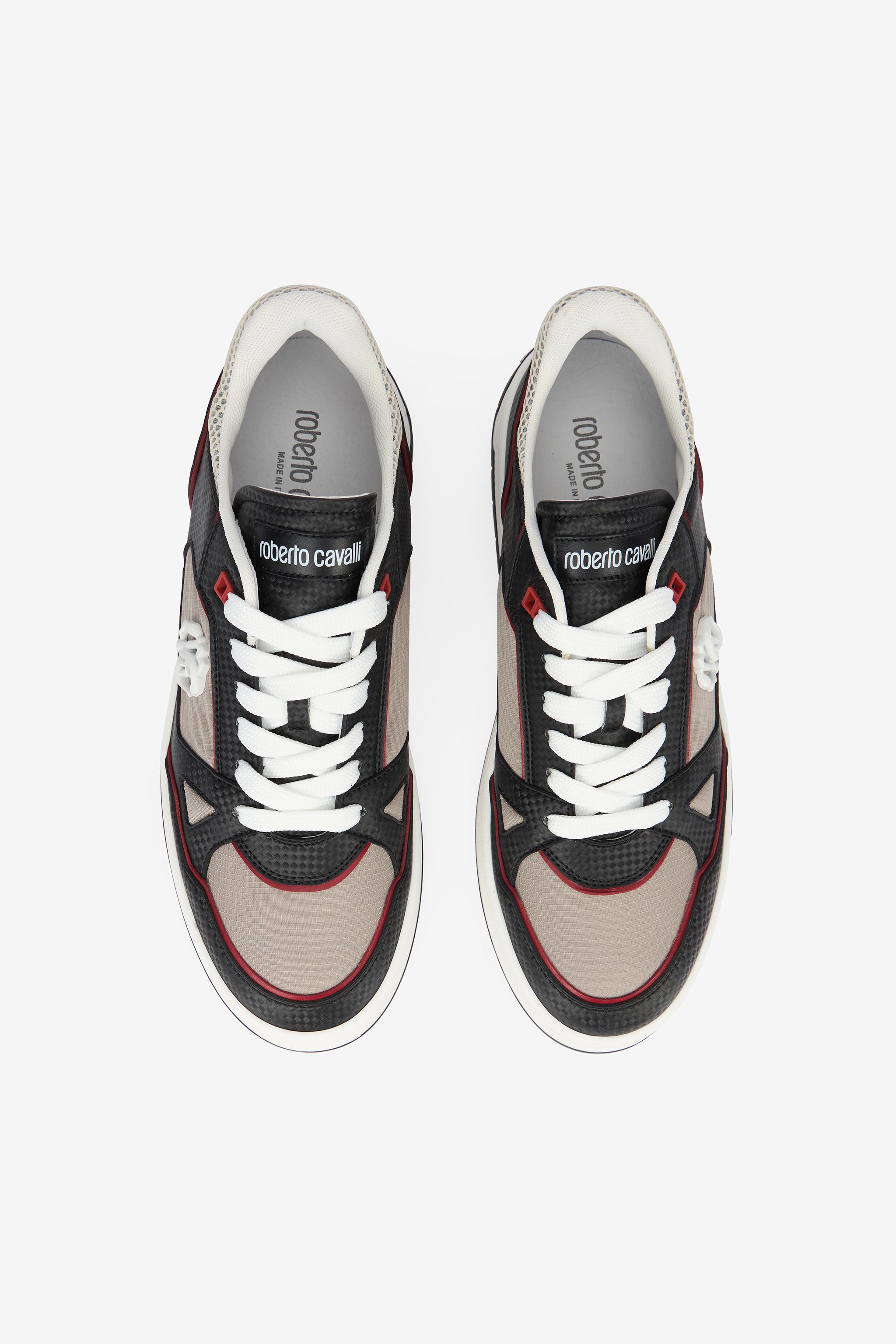 【Roberto Cavalli】 Mirrorレザースニーカー Roberto Cavalli Mirror Snake Leather Sneakers | White | FARFETCH