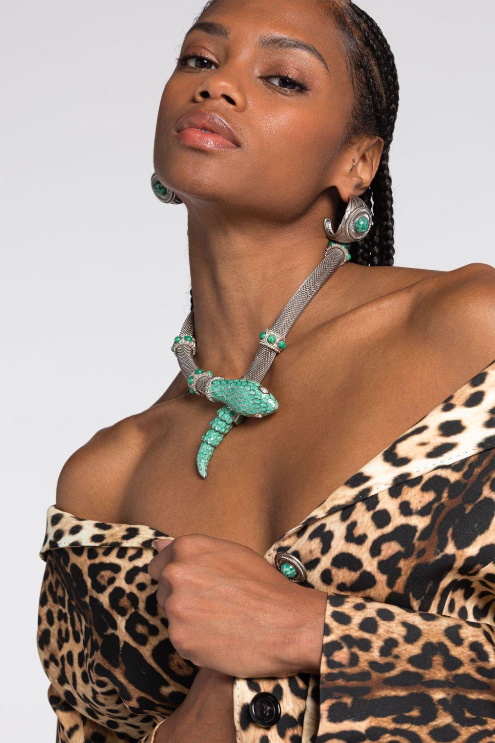 Snake print shop necklace