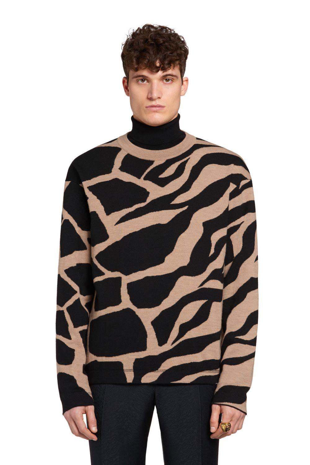 Roberto Cavalli Mixed Animalier Intarsia Sweater in Black for Men Lyst
