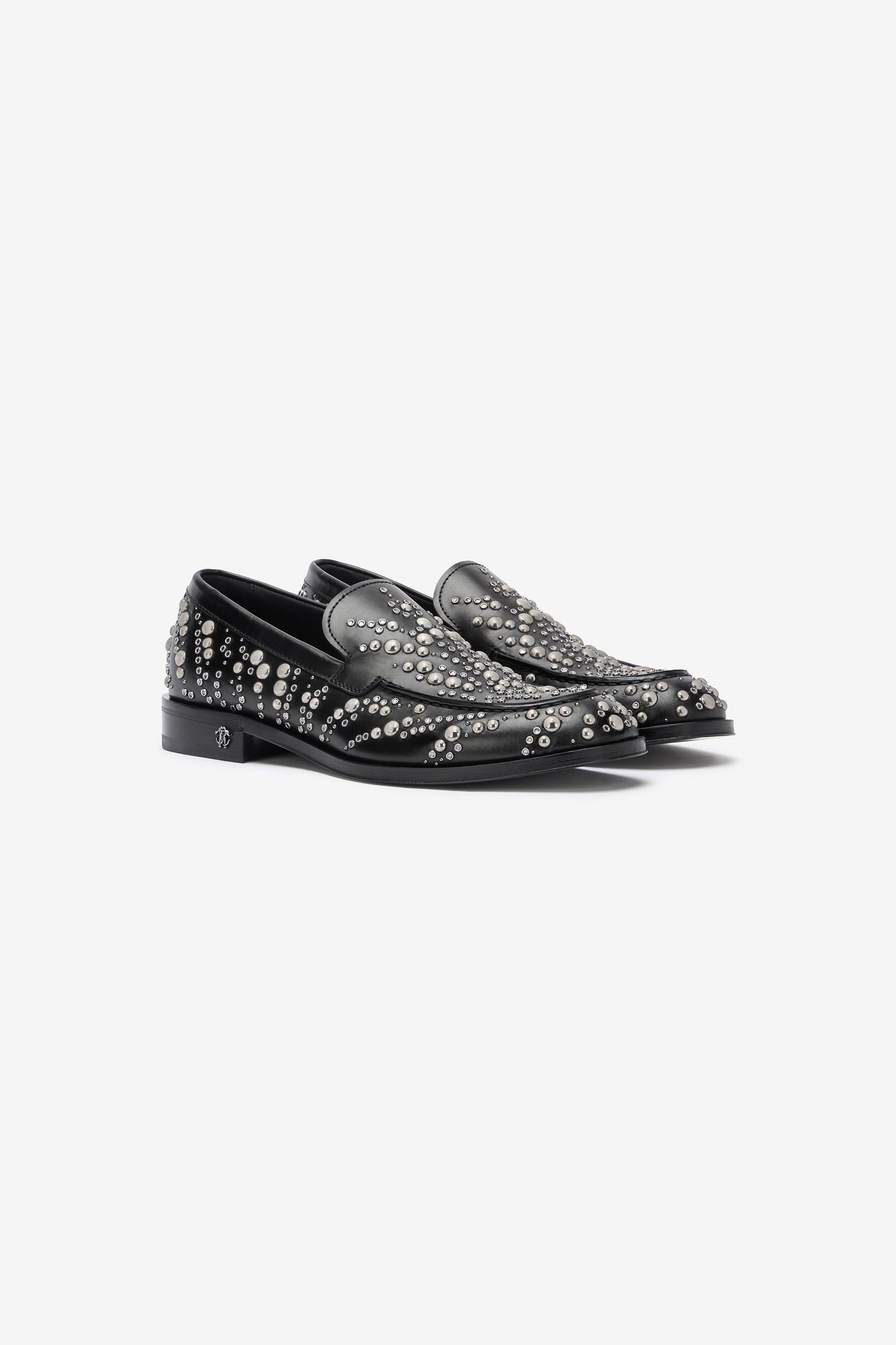 Roberto Cavalli - Men\'s Black Velvet Studded Slip-On Dress Shoes Shoes Roberto Cavalli - Etsy main image 2