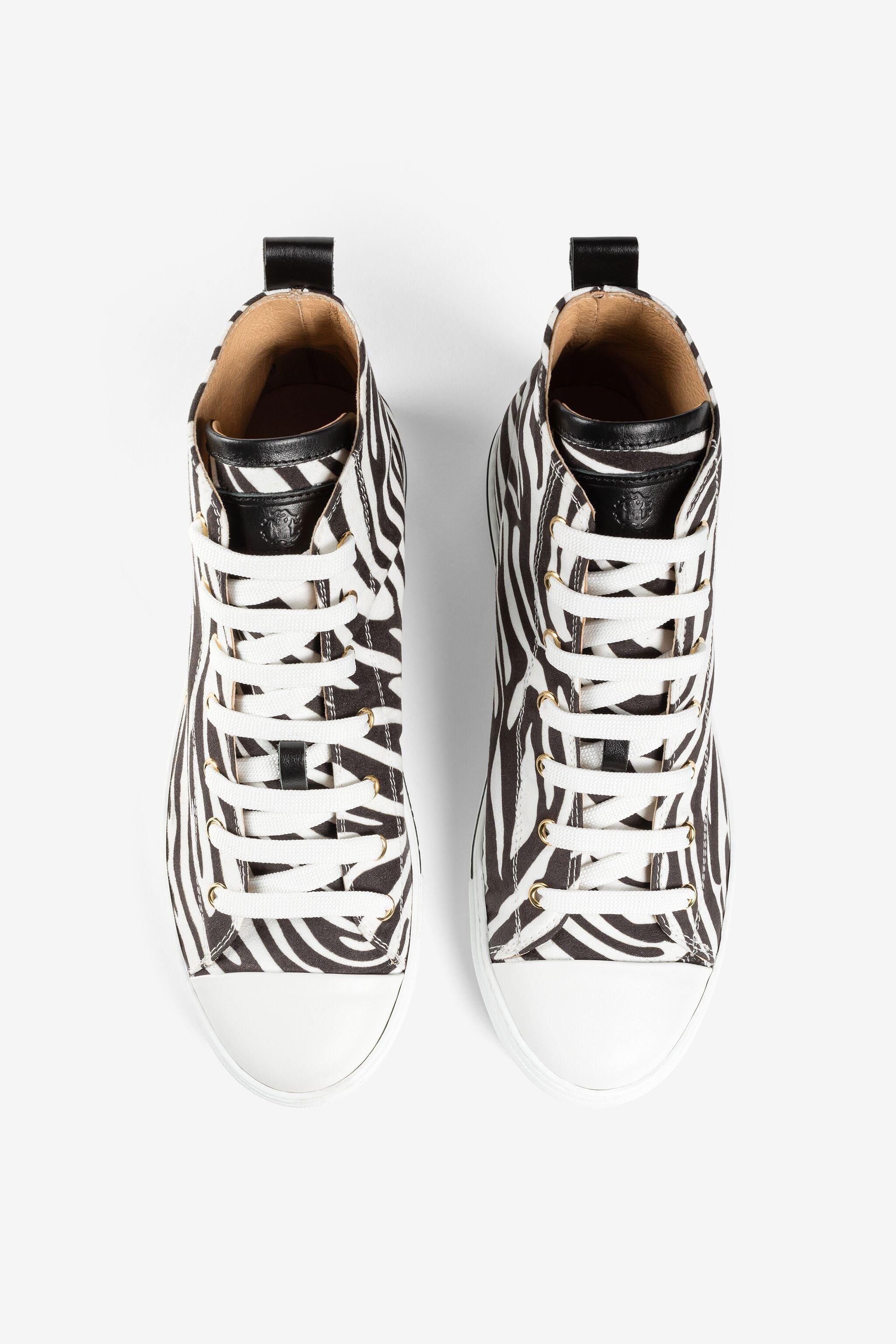 Roberto Cavalli Zebra-Print Hi-Top Sneakers in White | Lyst