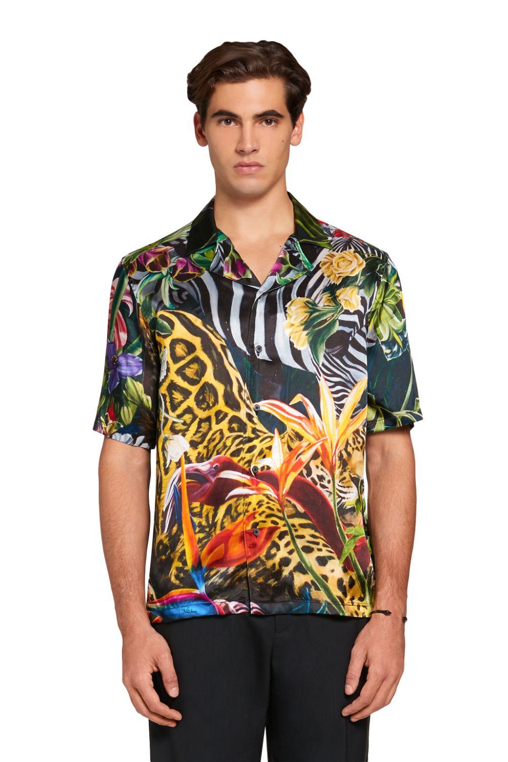Roberto Cavalli Synthetic Paradise Found Print Bowling Shirt for Men - Lyst