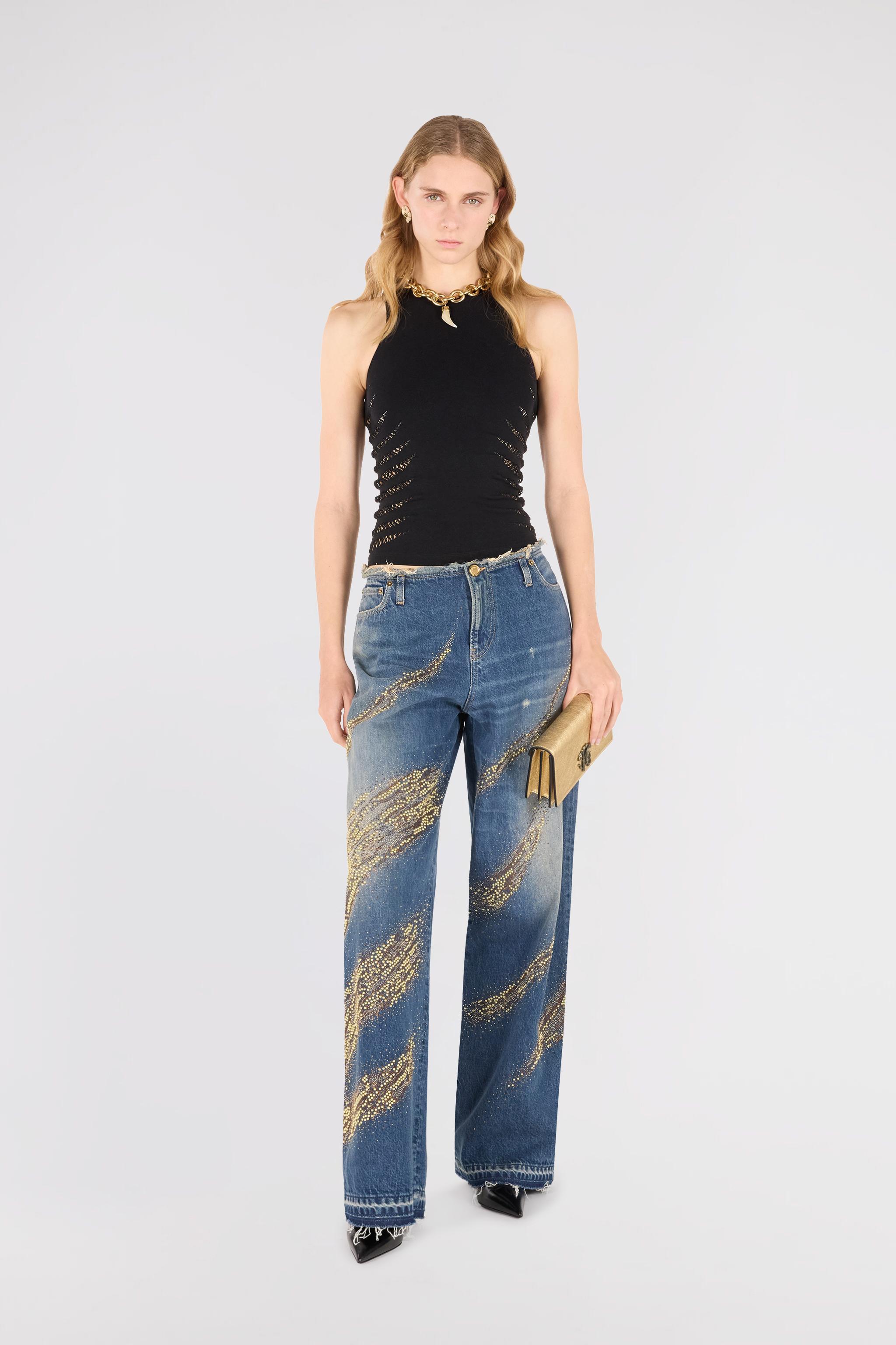 Roberto Cavalli Jeans With Rhinestoned Zebra Pattern in Blue | Lyst