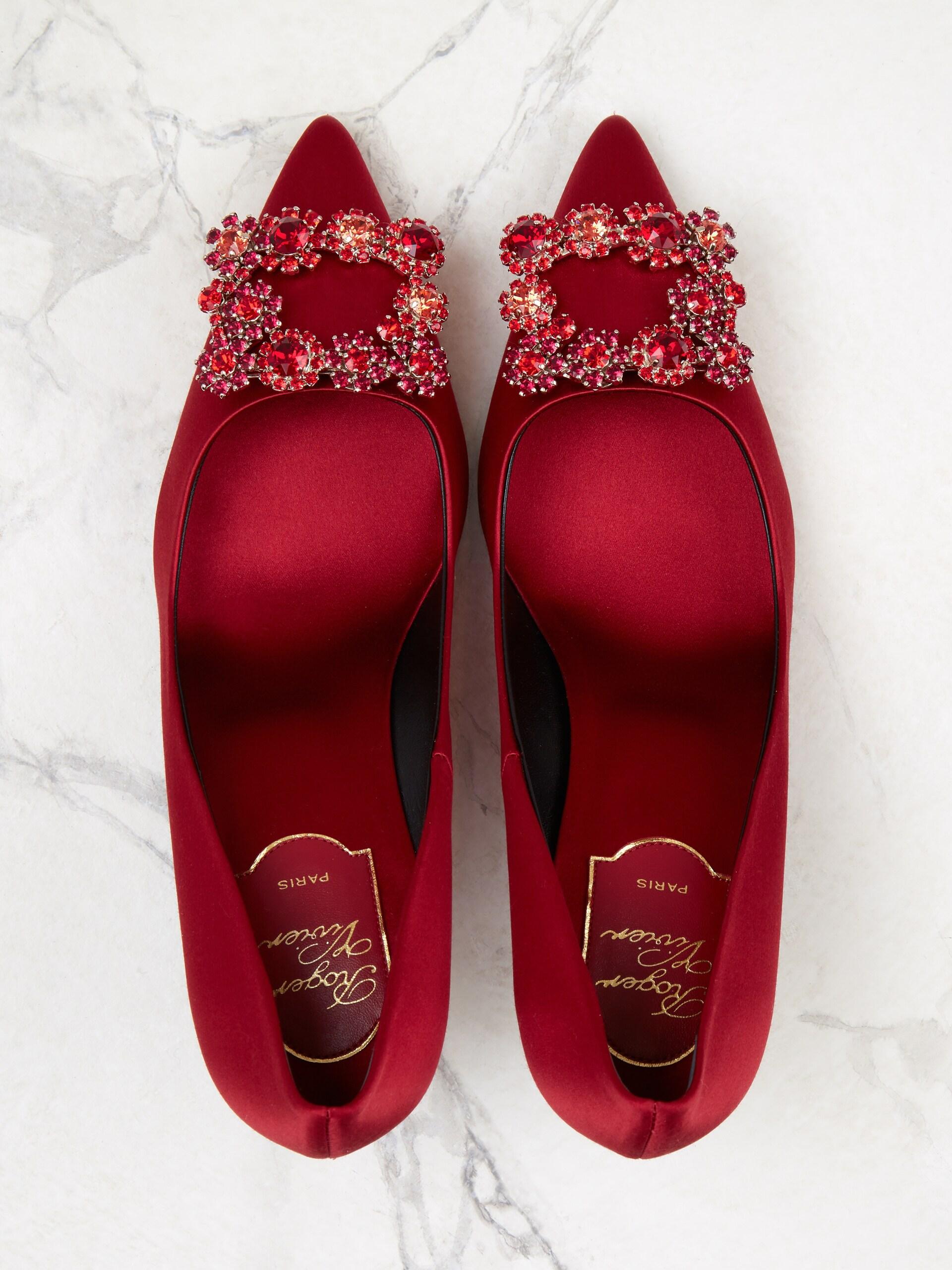 roger vivier silk flower strass pumps