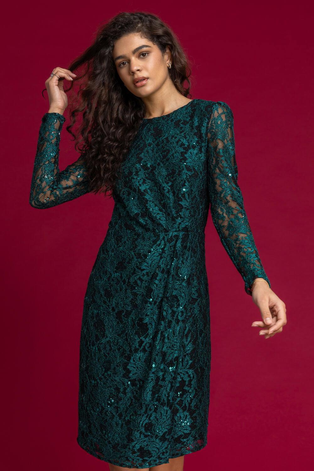 roman lace dresses Blue Lace Detail Lace Bodycon Dress Roman Originals Sequin And Lace Pleat  Detail Dress In Royal-