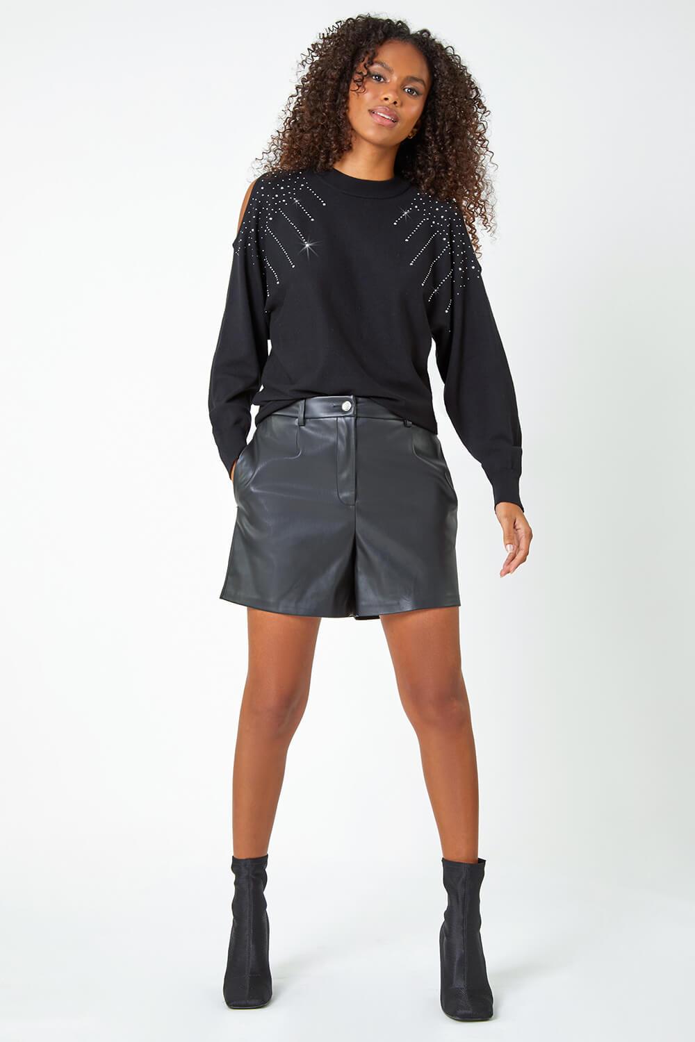 Black cold shoulder jumper sale